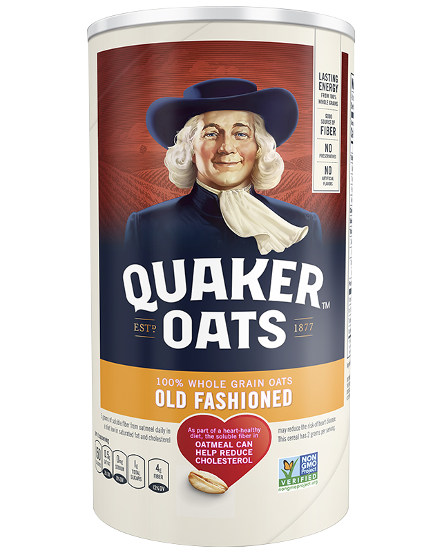 Quaker's Old Fashioned Oats are a great source of fiber that can help lower cholesterol