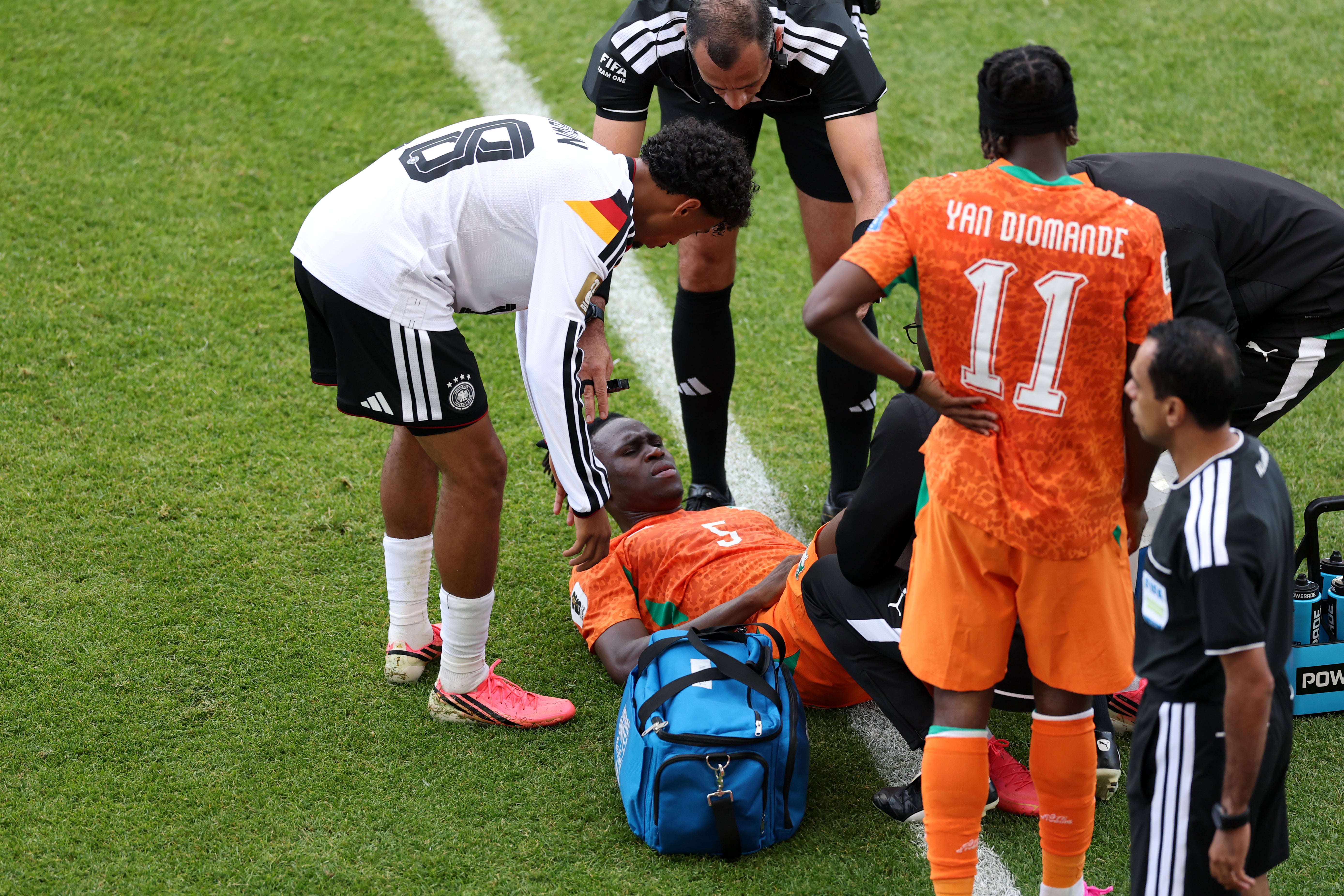Wilfried Singo receives treatment against Germany