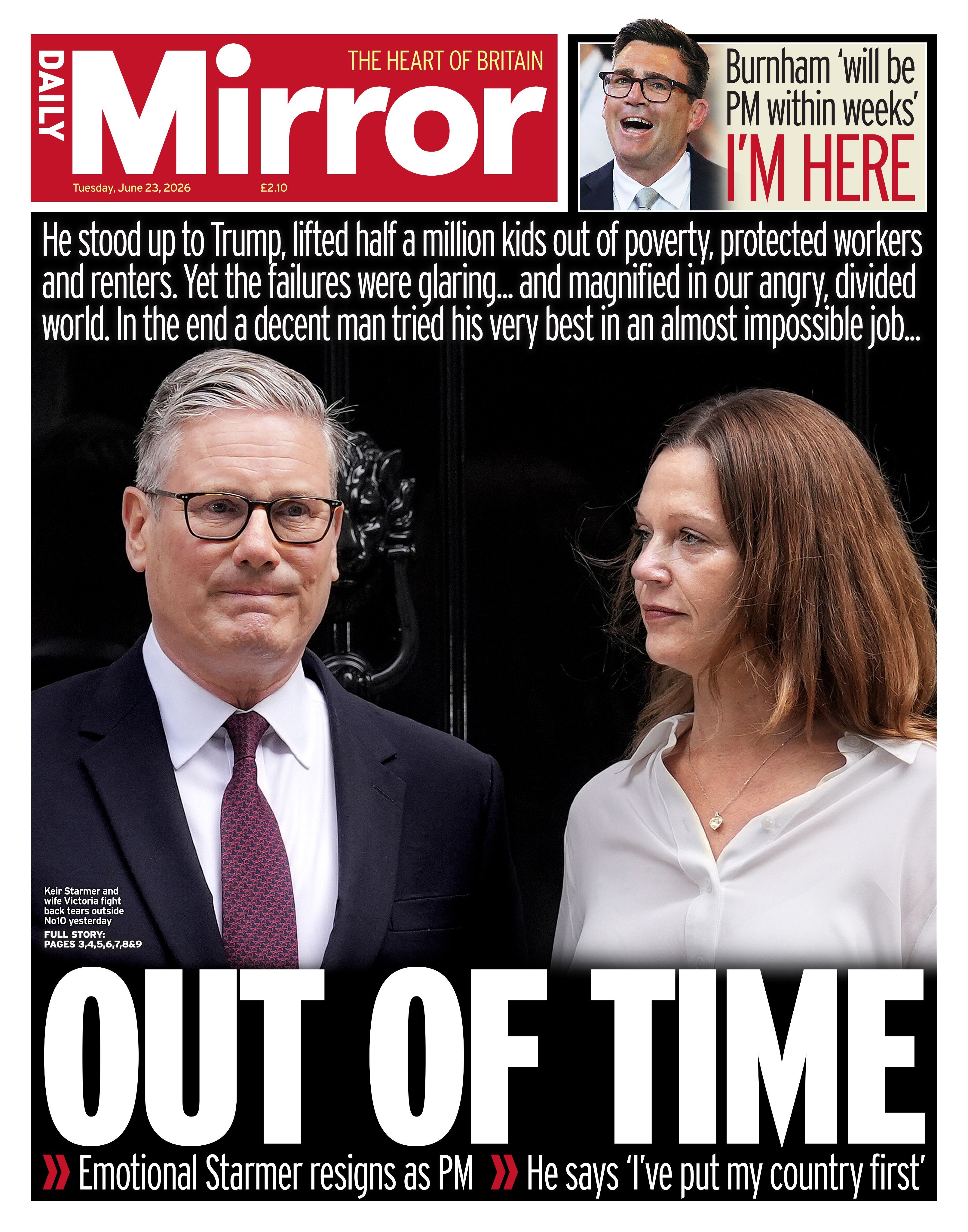 The Mirror's front page (The Mirror)