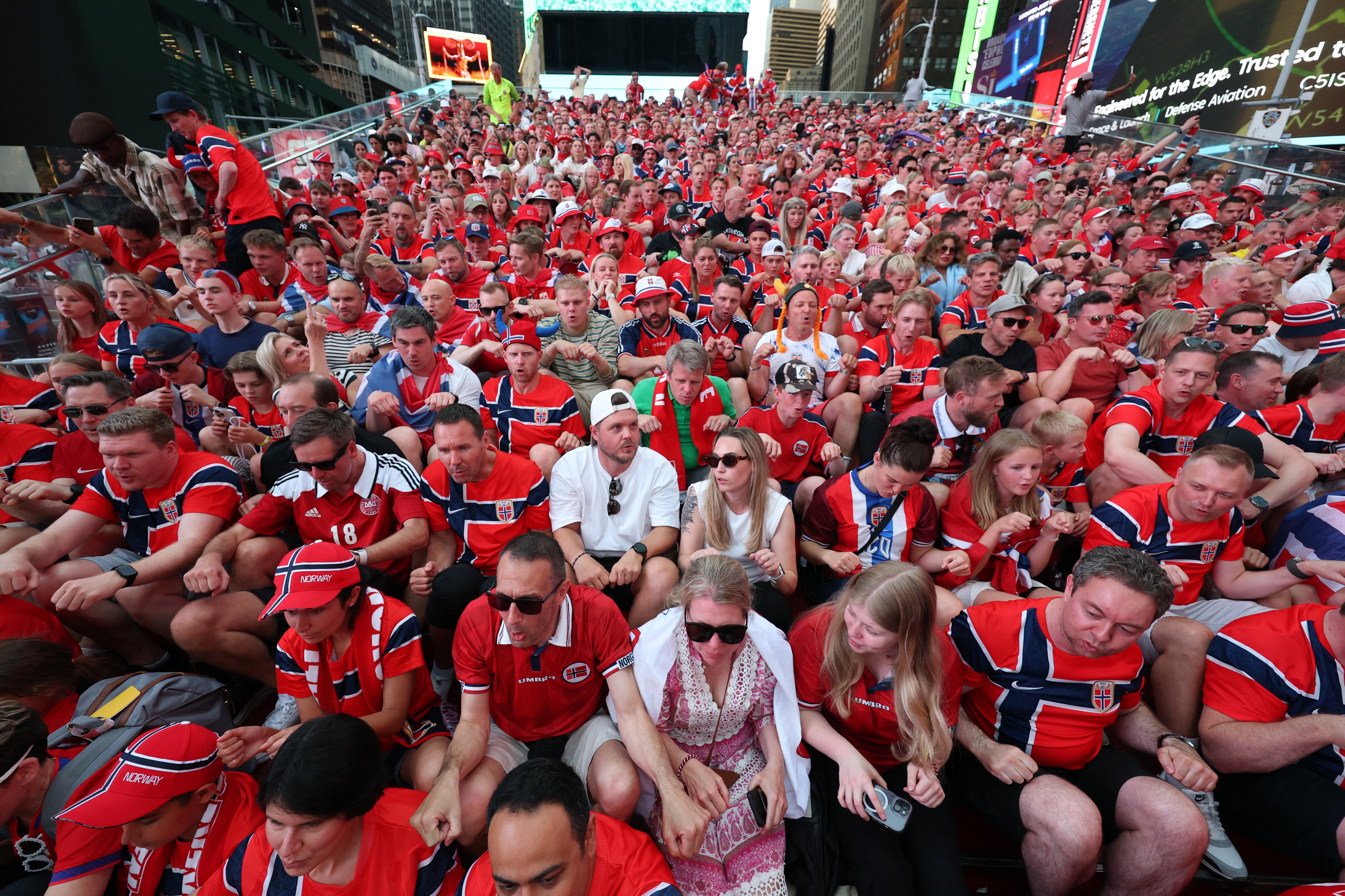 Norway fans took their iconic Viking Row to New York City's Times Square