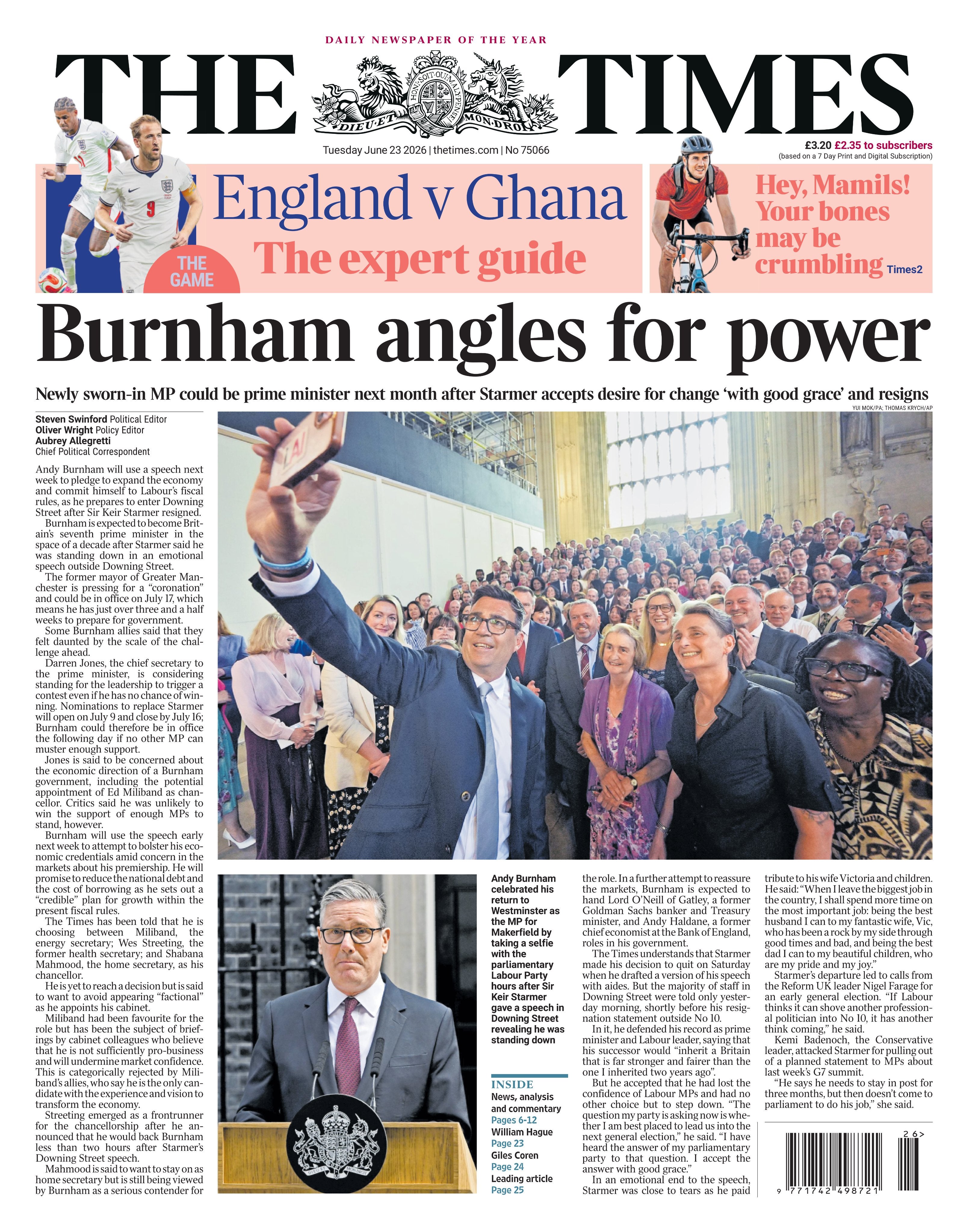The Times' front page (The Times)