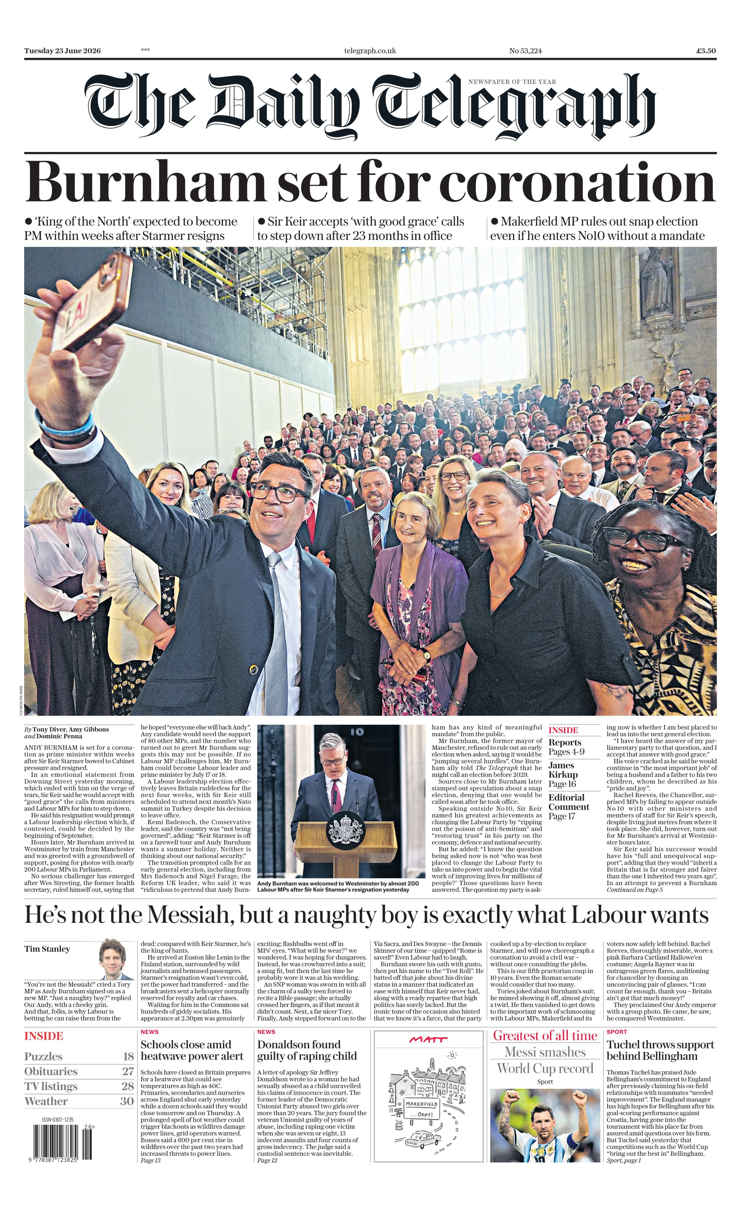 The Telegraph's front page (The Daily Telegraph)