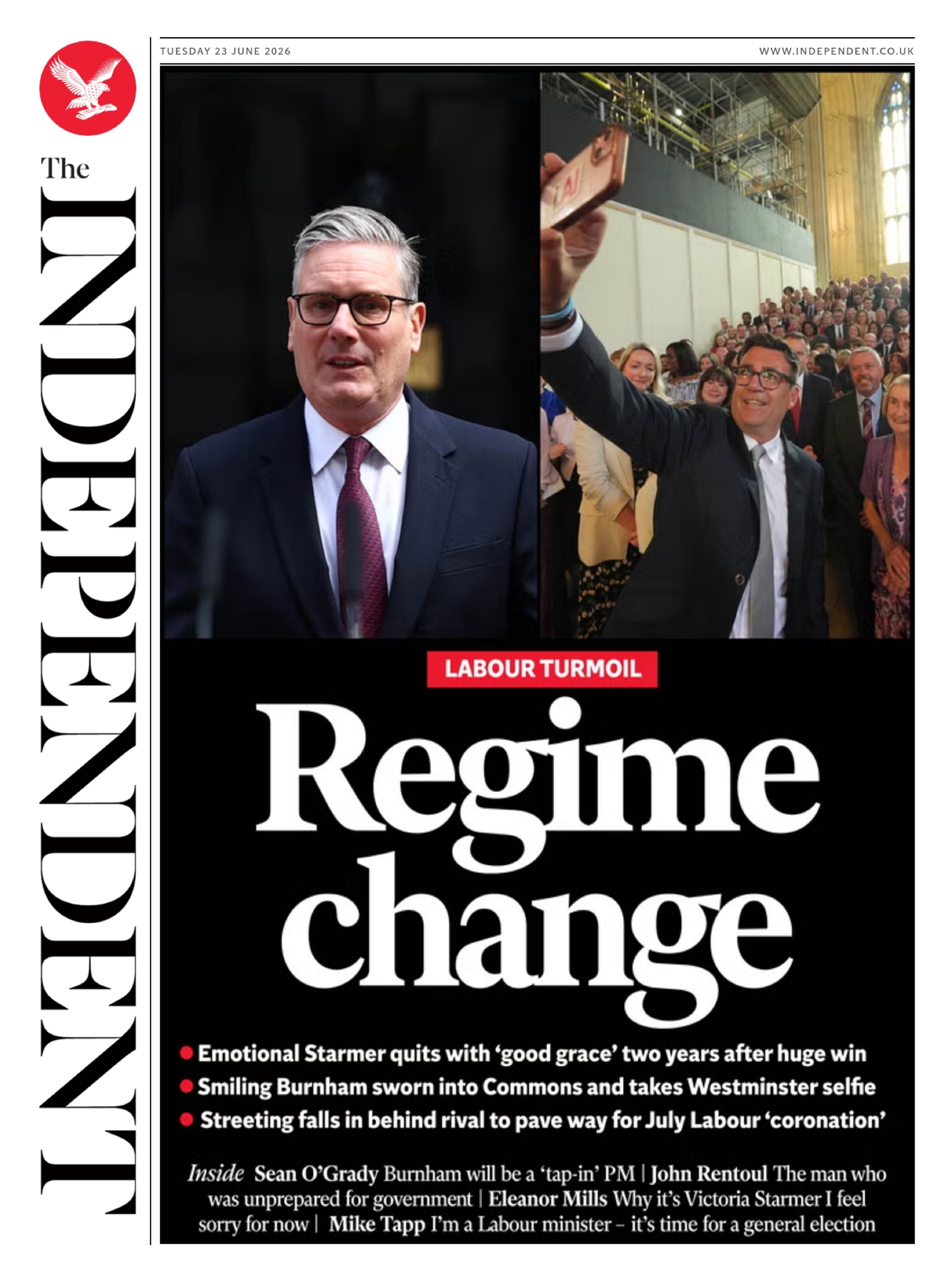 The Independent's front page (The Independent)