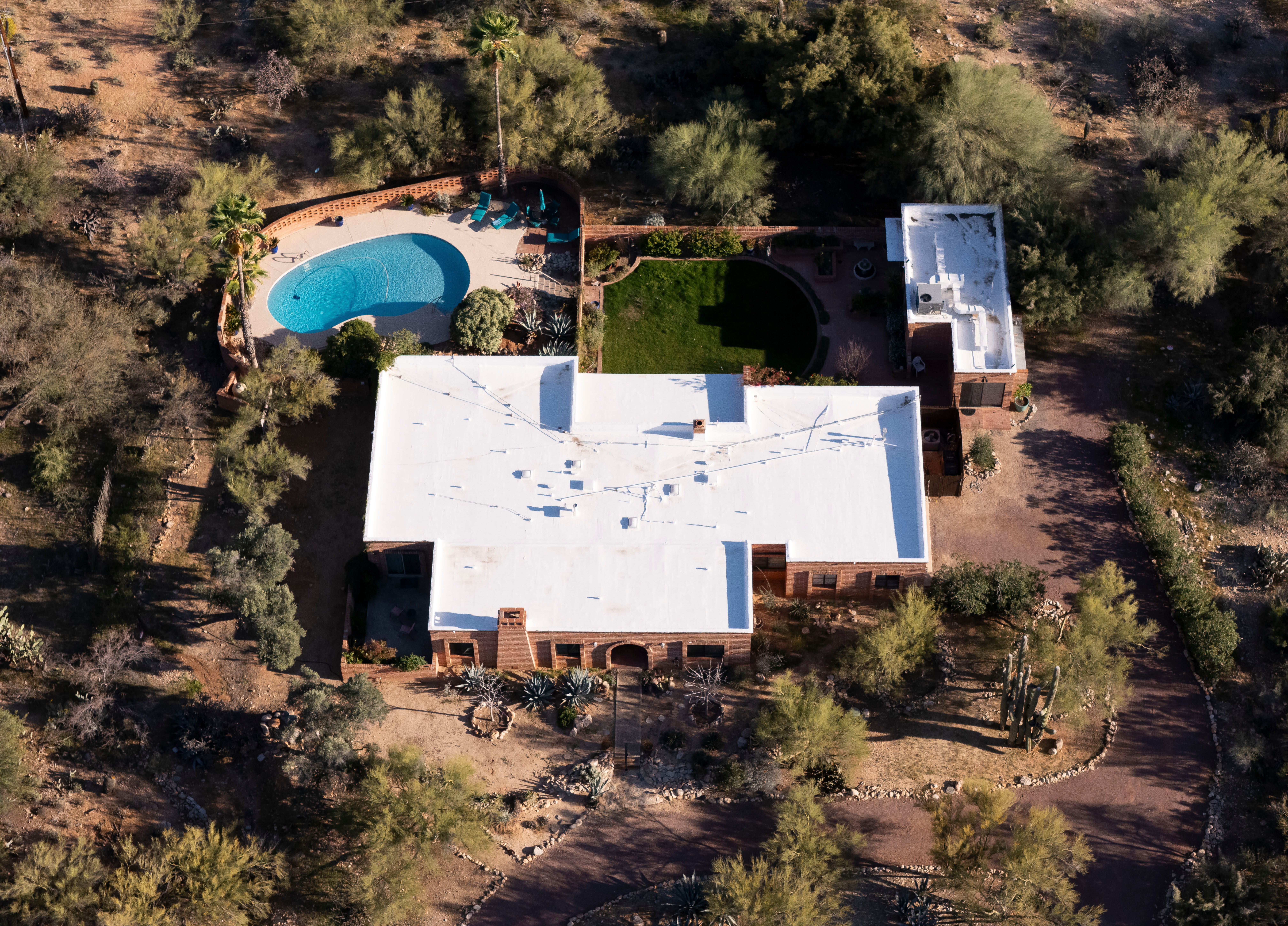 An aerial view of the home of Nancy Guthrie, the missing mother of
