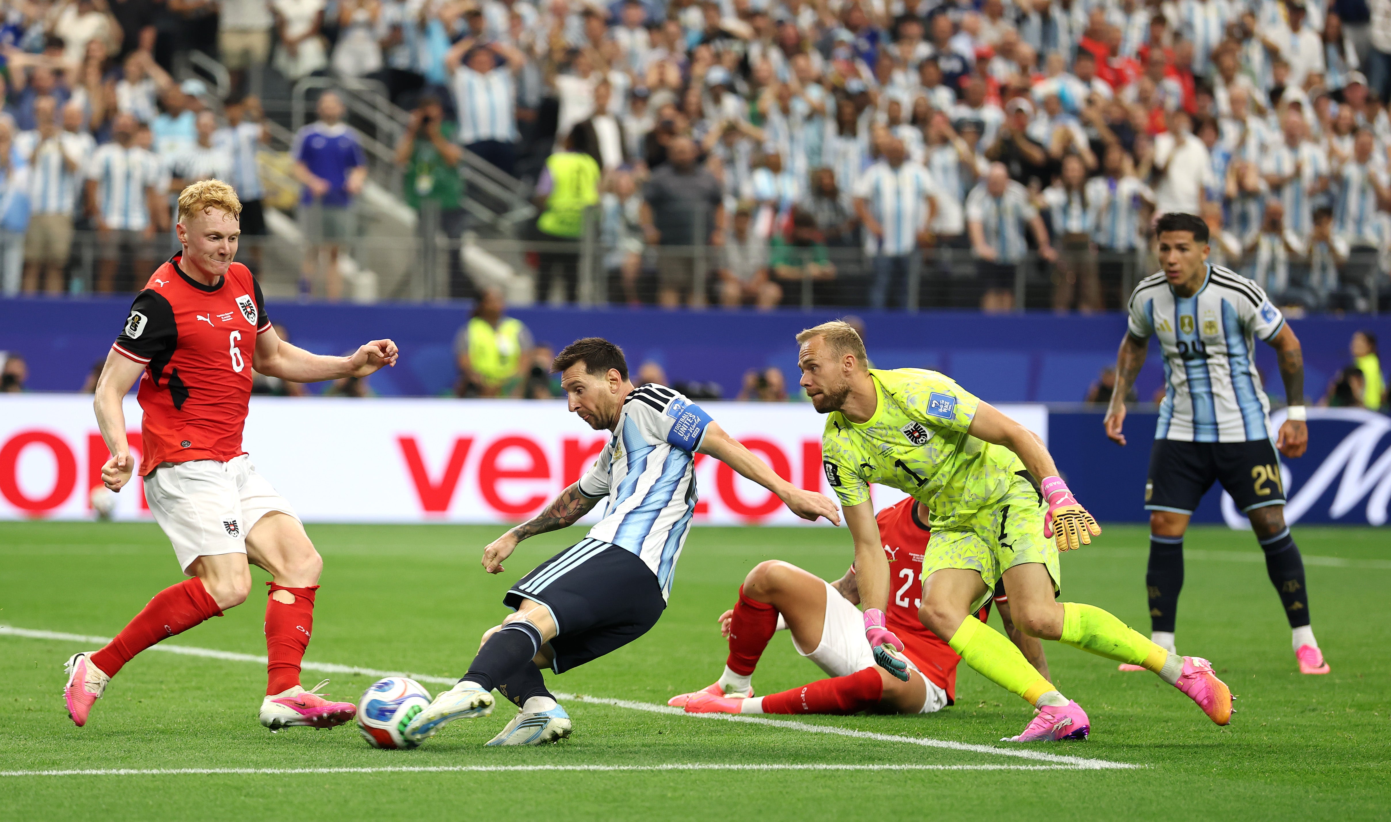 Lionel Messi scored twice to lead Argentina to a 2-0 World Cup win over Austria on Monday