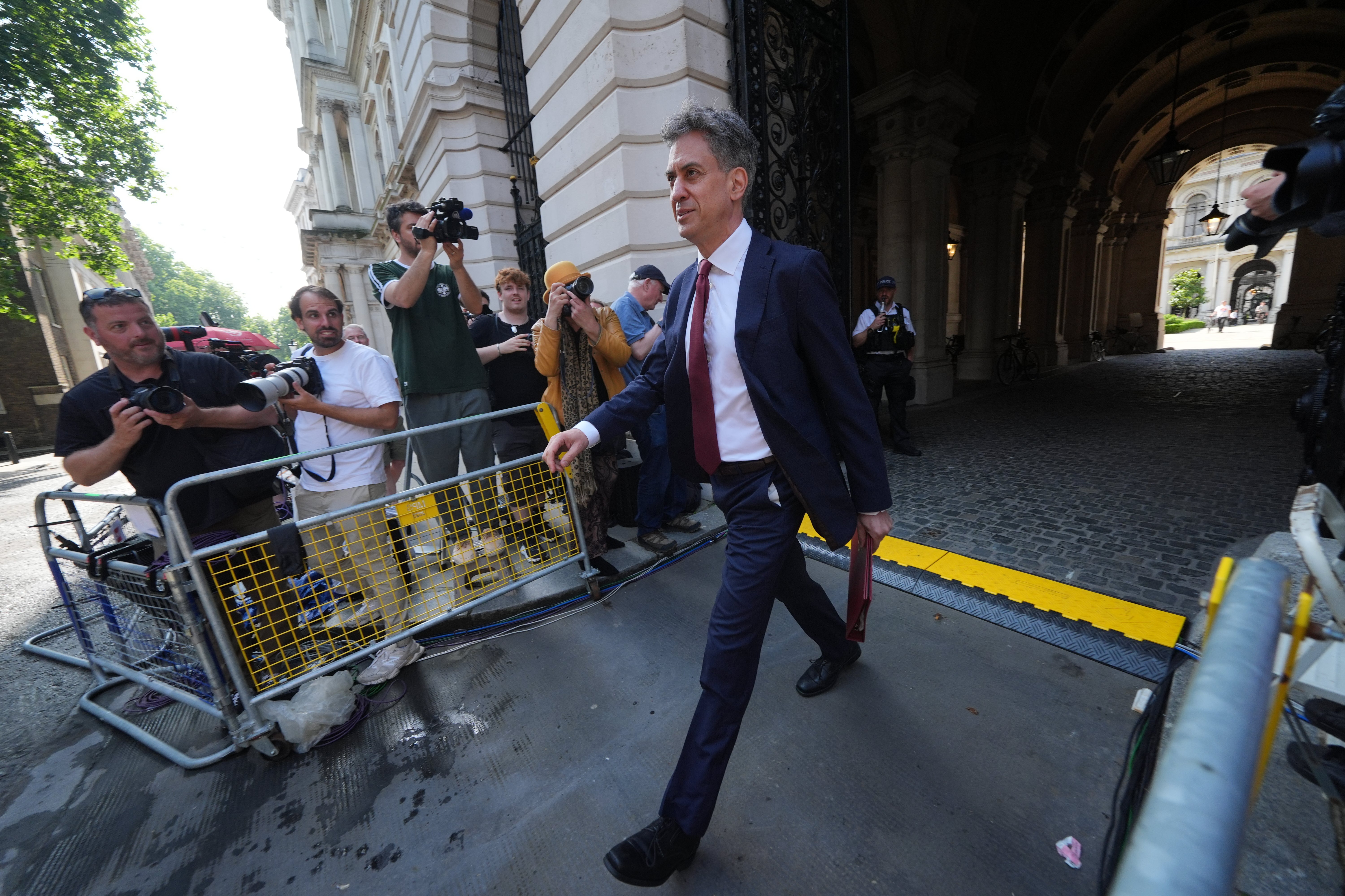 Energy secretary Ed Miliband heads to meet with Sir Keir Starmer and fellow cabinet members (PA)
