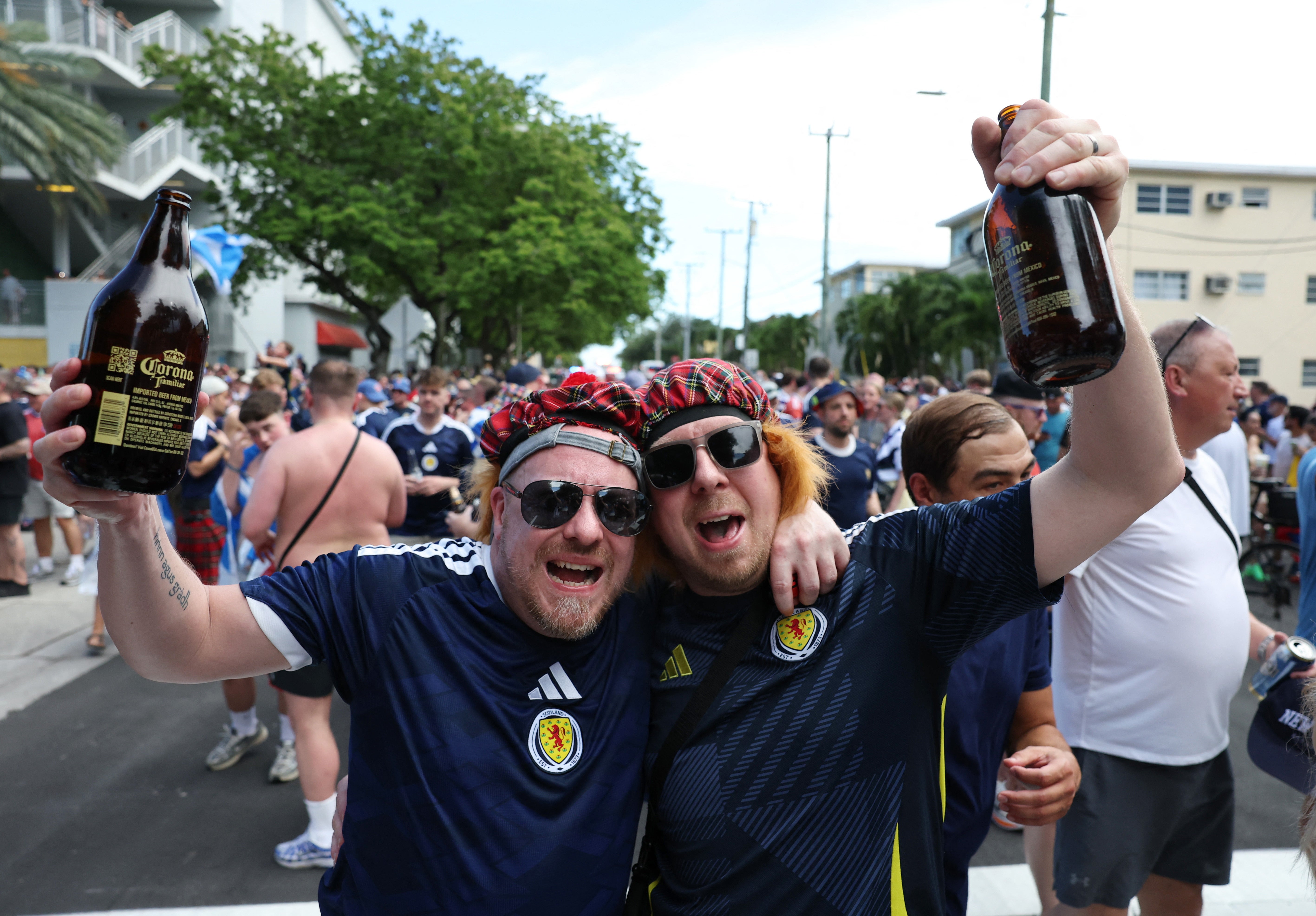 Tartan Army brings World Cup party to Miami as thousands march to local baseball match