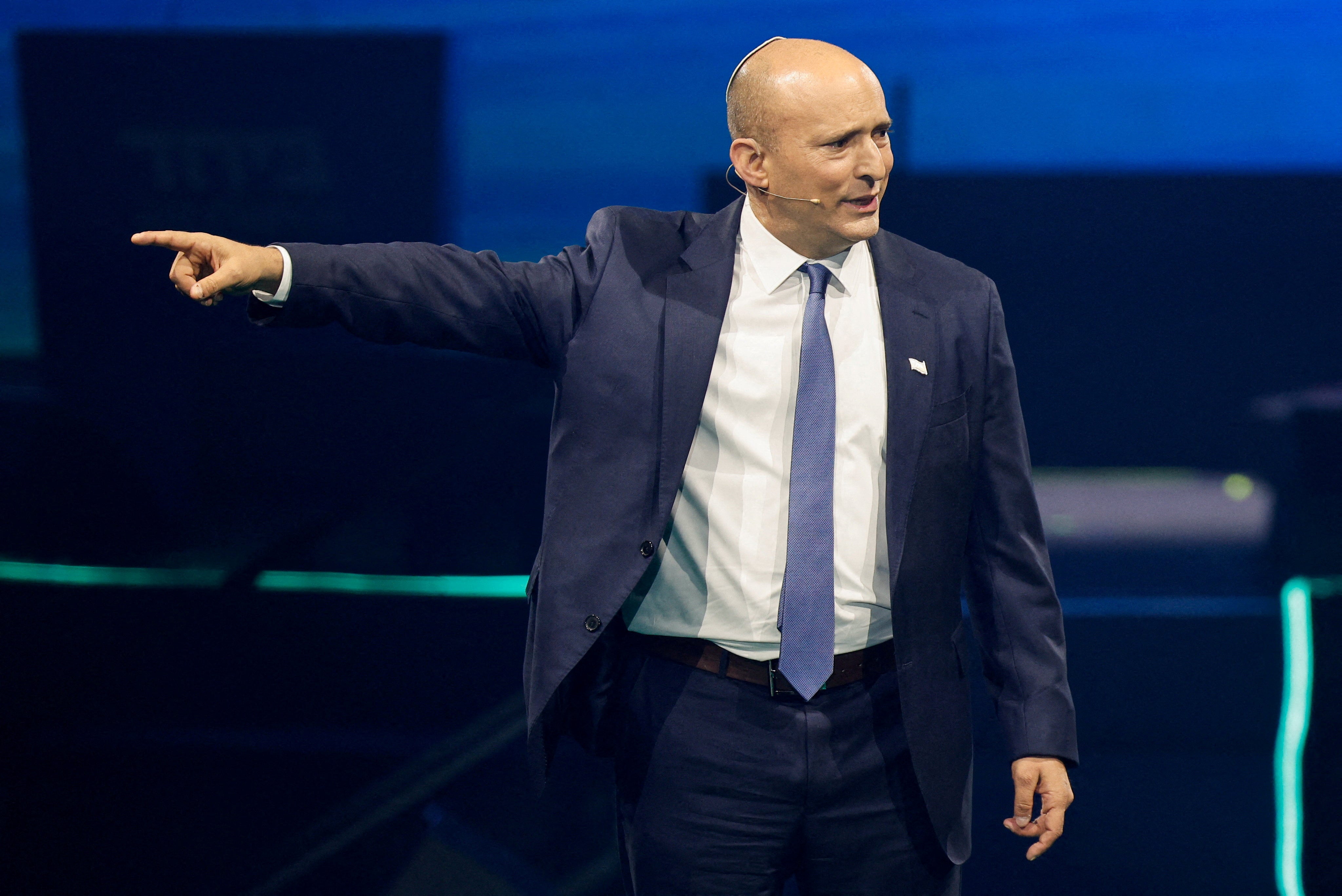 Israeli right-wing politician Naftali Bennett during a press conference