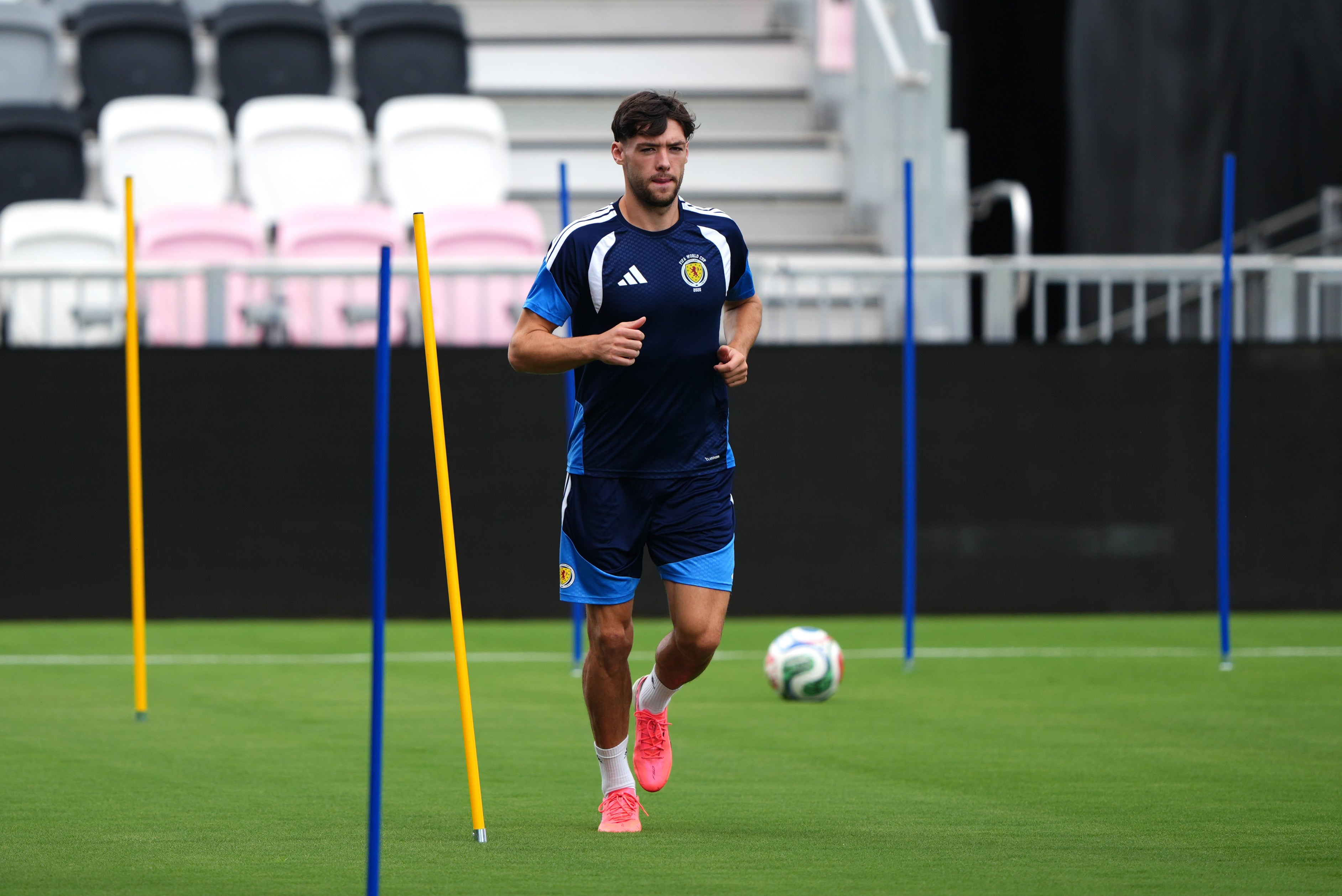 Aaron Hickey trained alone at Scotland's final session before the Brazil clash