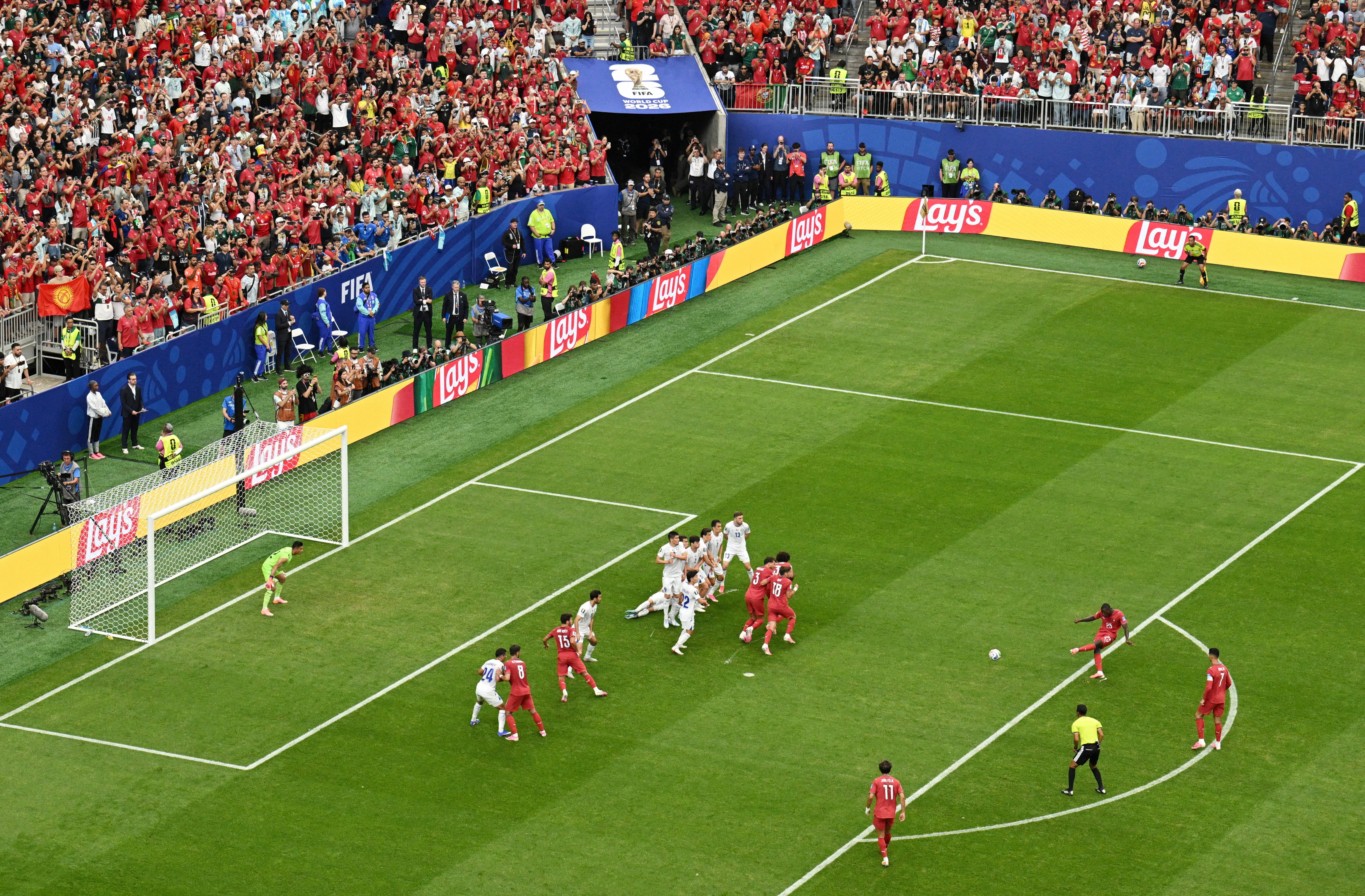 Nuno Mendes shoots after Ronaldo played the role of decoy (Reuters)