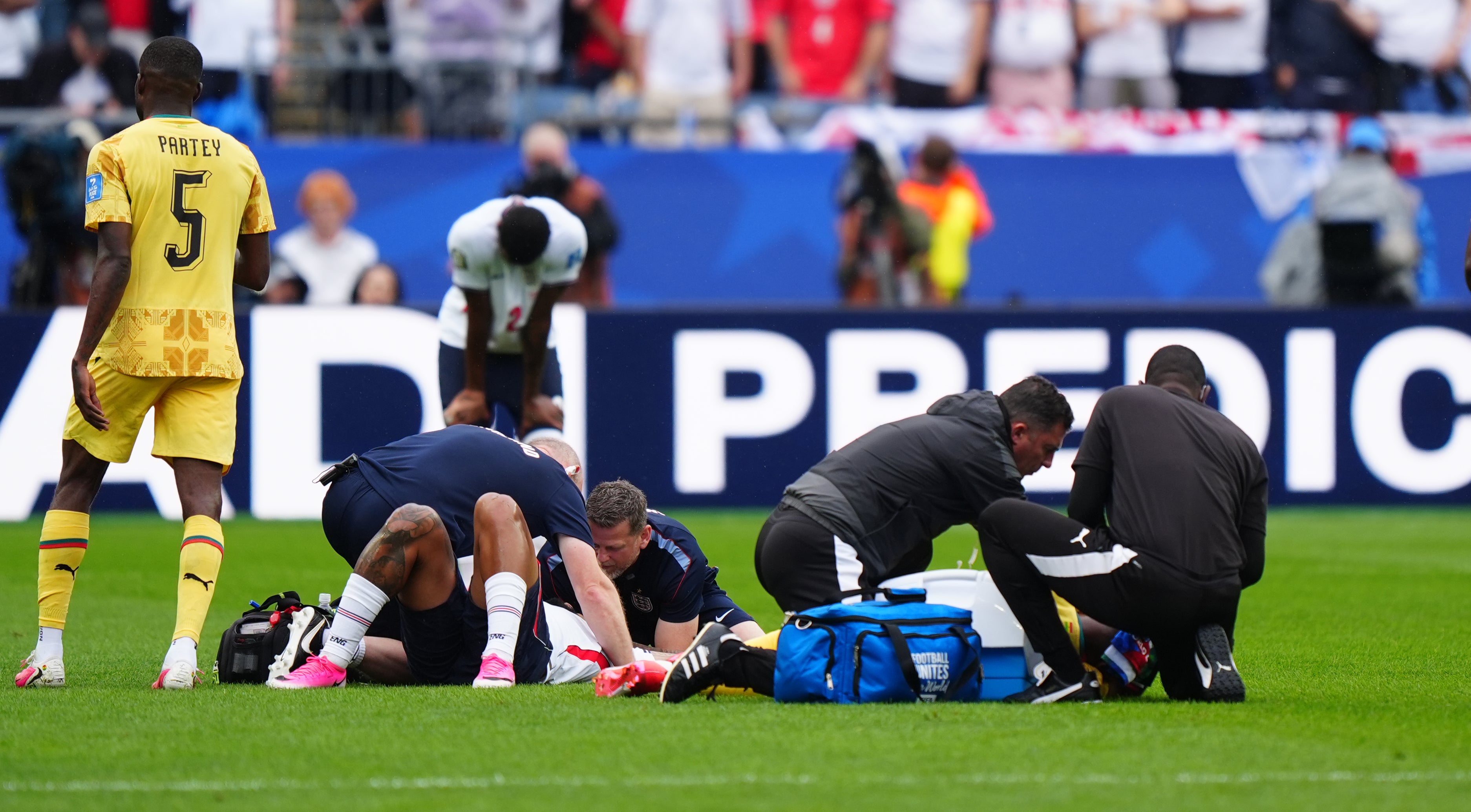 The hydration break was taken moments after a stoppage following Reece James and Jordan Ayew clashing heads (PA)