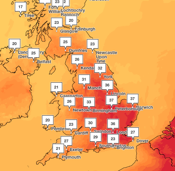 Temperatures will remain high on Friday (Met Office)