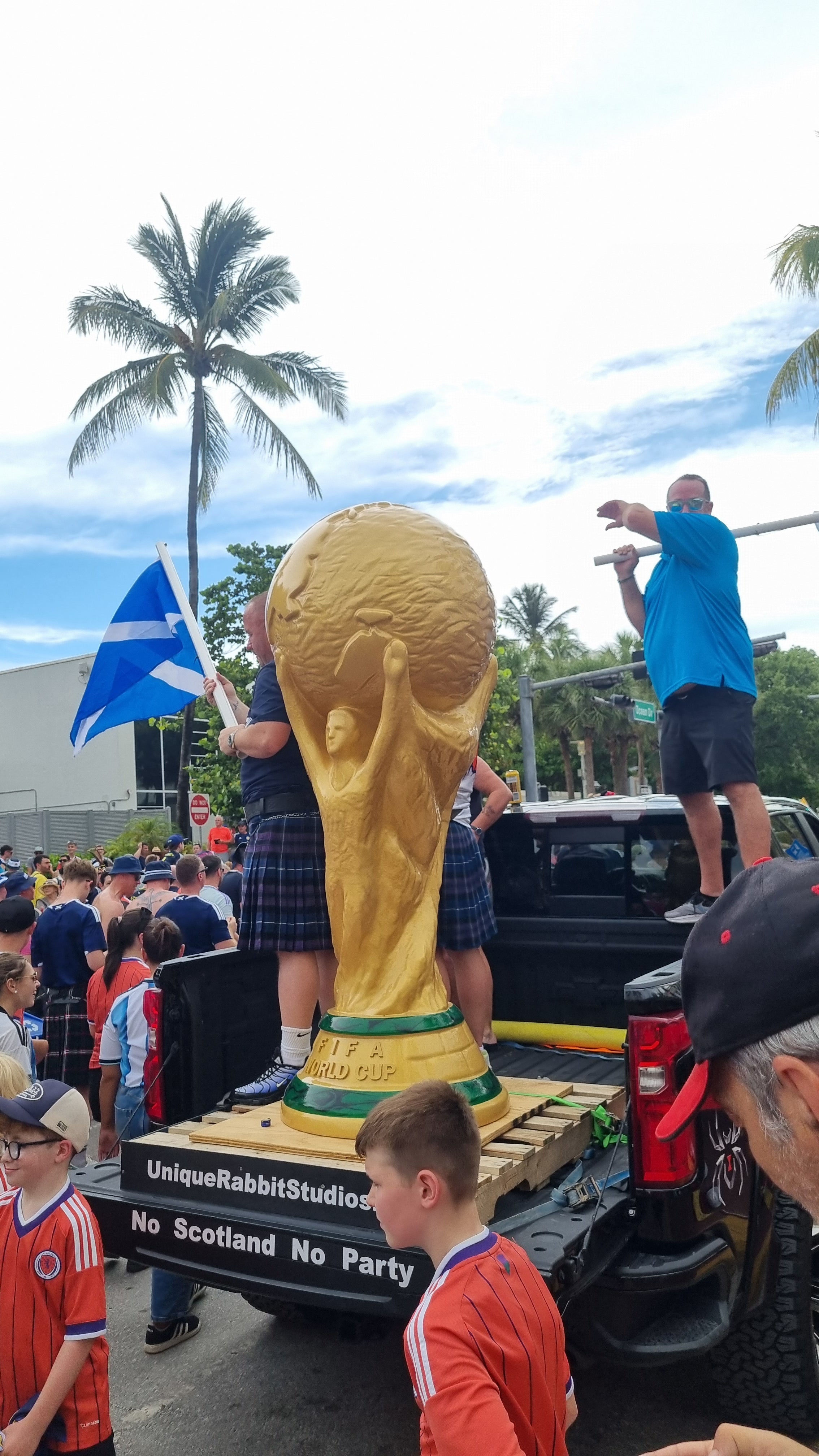 A huge replica of the cup was featured in the parade. (Ryan McDougall/PA)