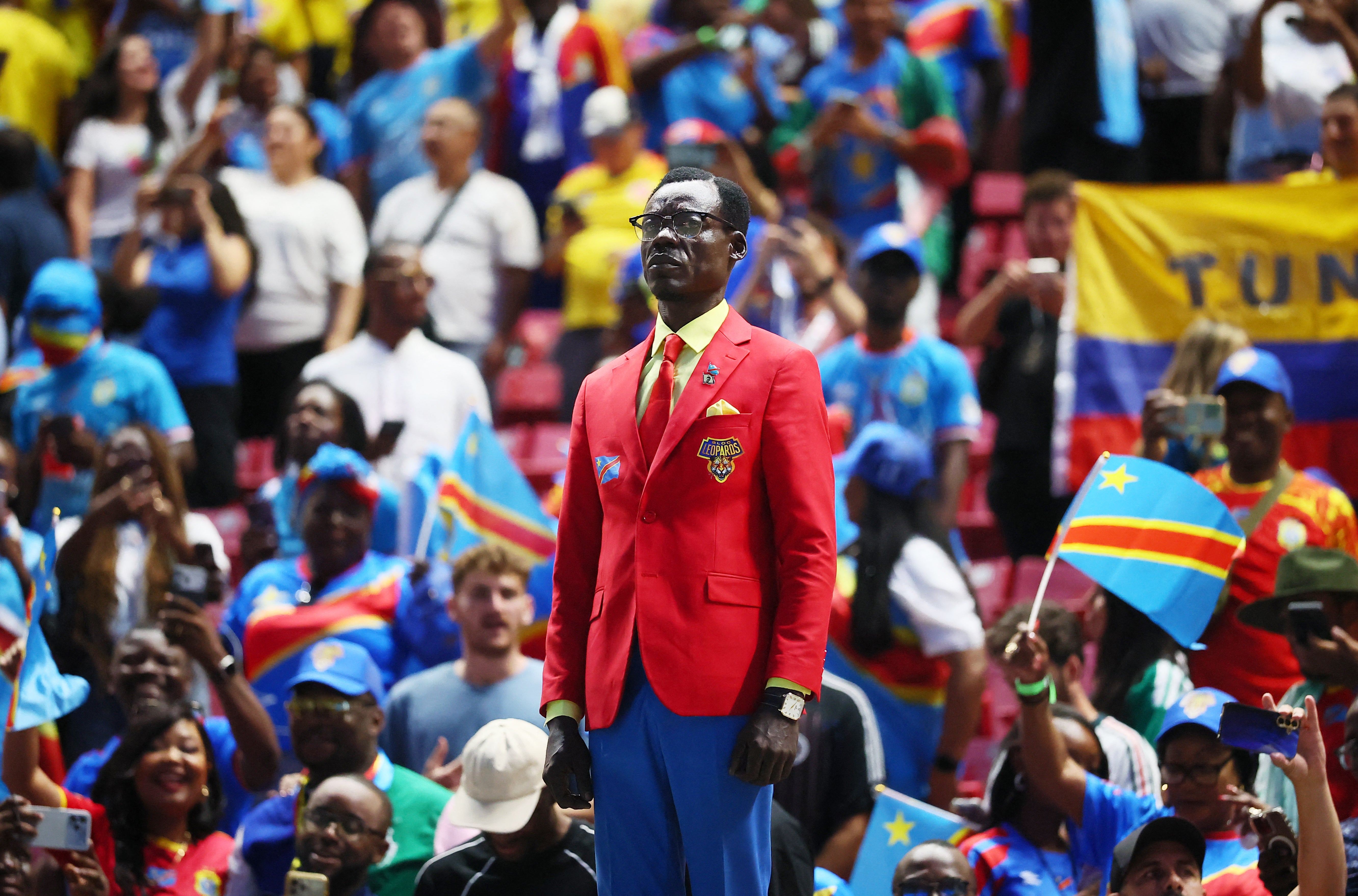 DR Congo fan Michel Nkuka Mboladinga at Colombia v DR Congo