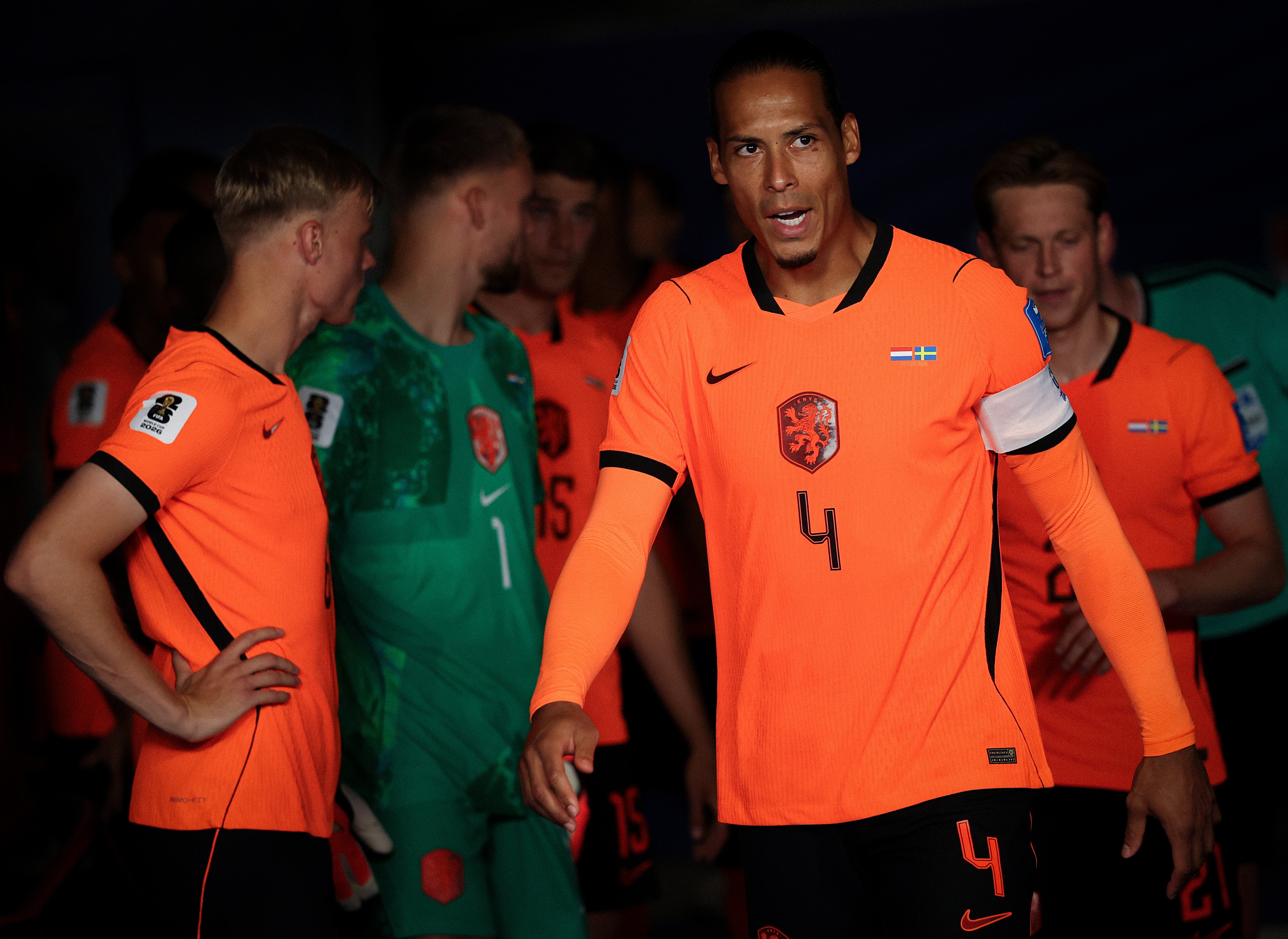 Virgil van Dijk (second-right) led the Dutch to a much better performance in their second outing