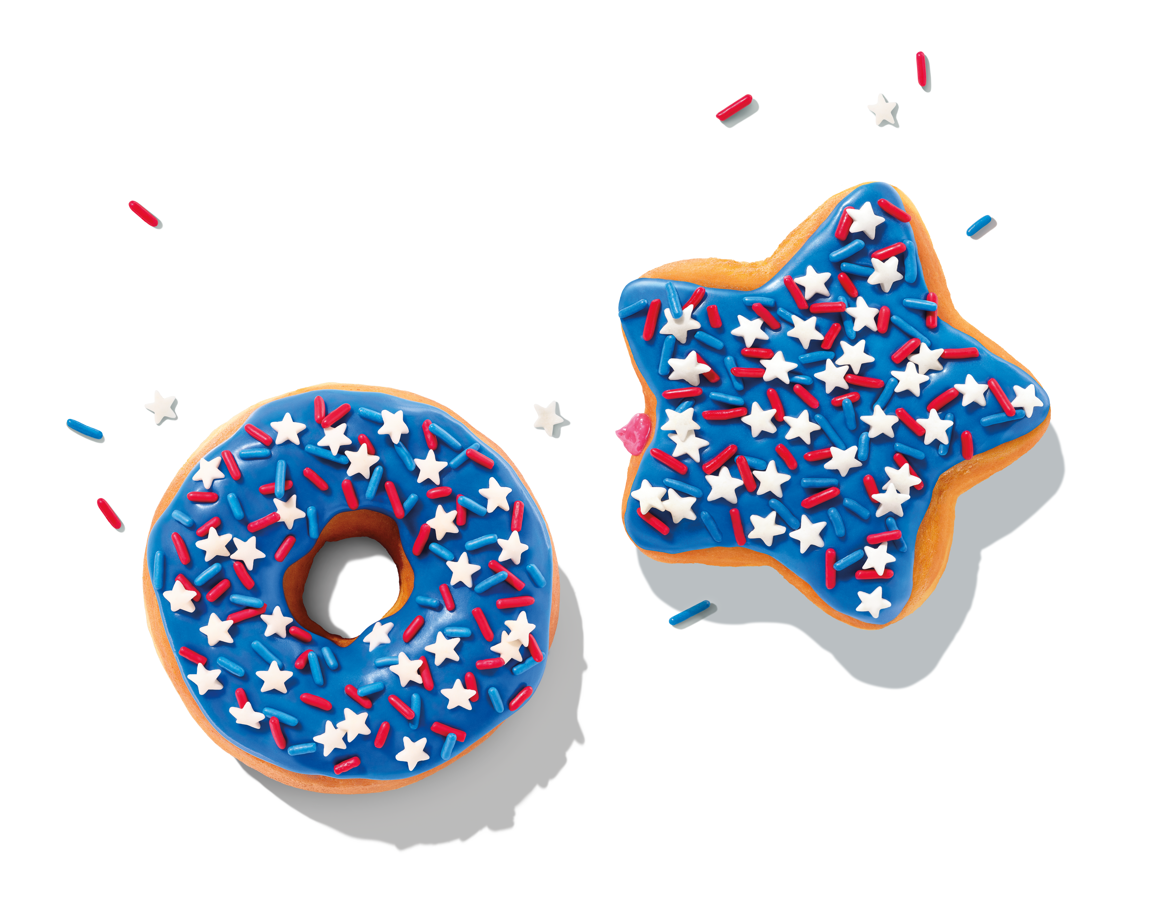 Dunkin’ Donuts has launched two new donuts with red, white and blue sprinkles