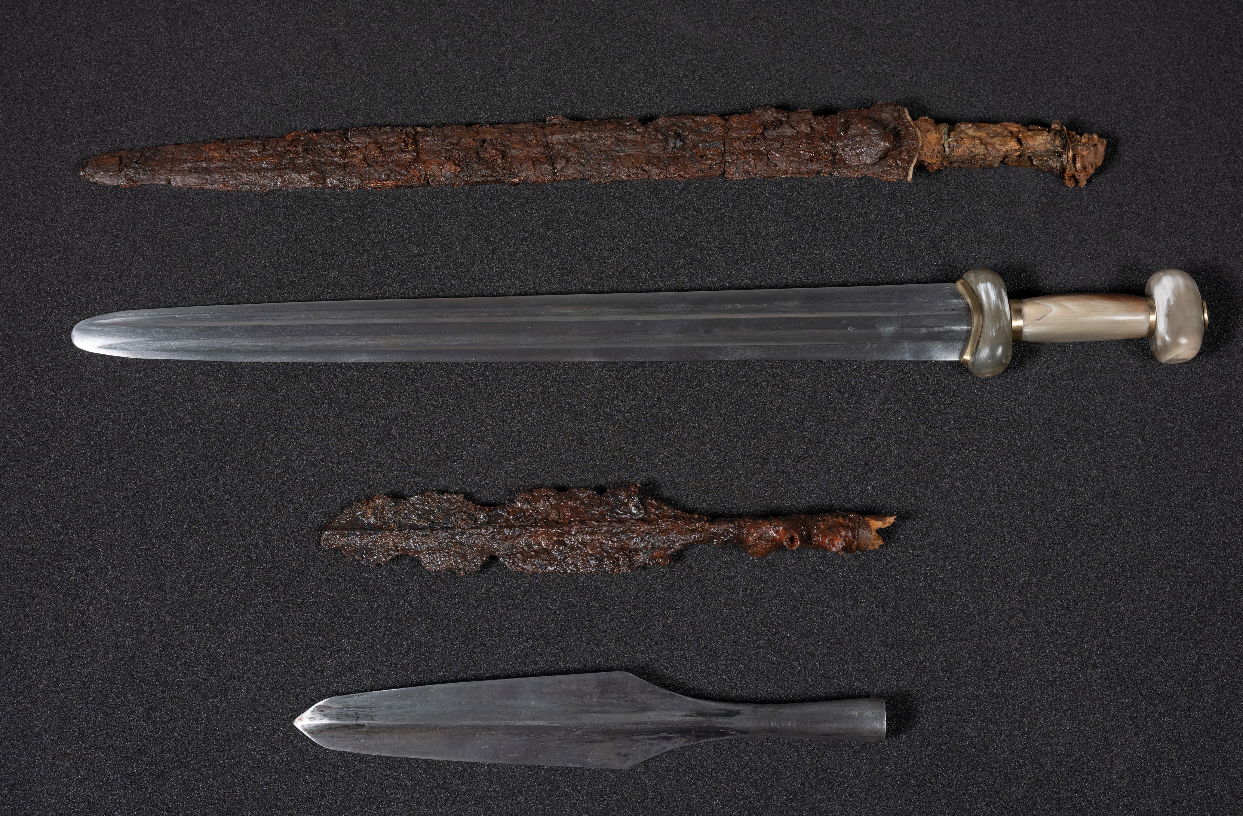The sword, spearhead and replicas will be on show in the exhibition (Neil Hanna/NMS/PA)