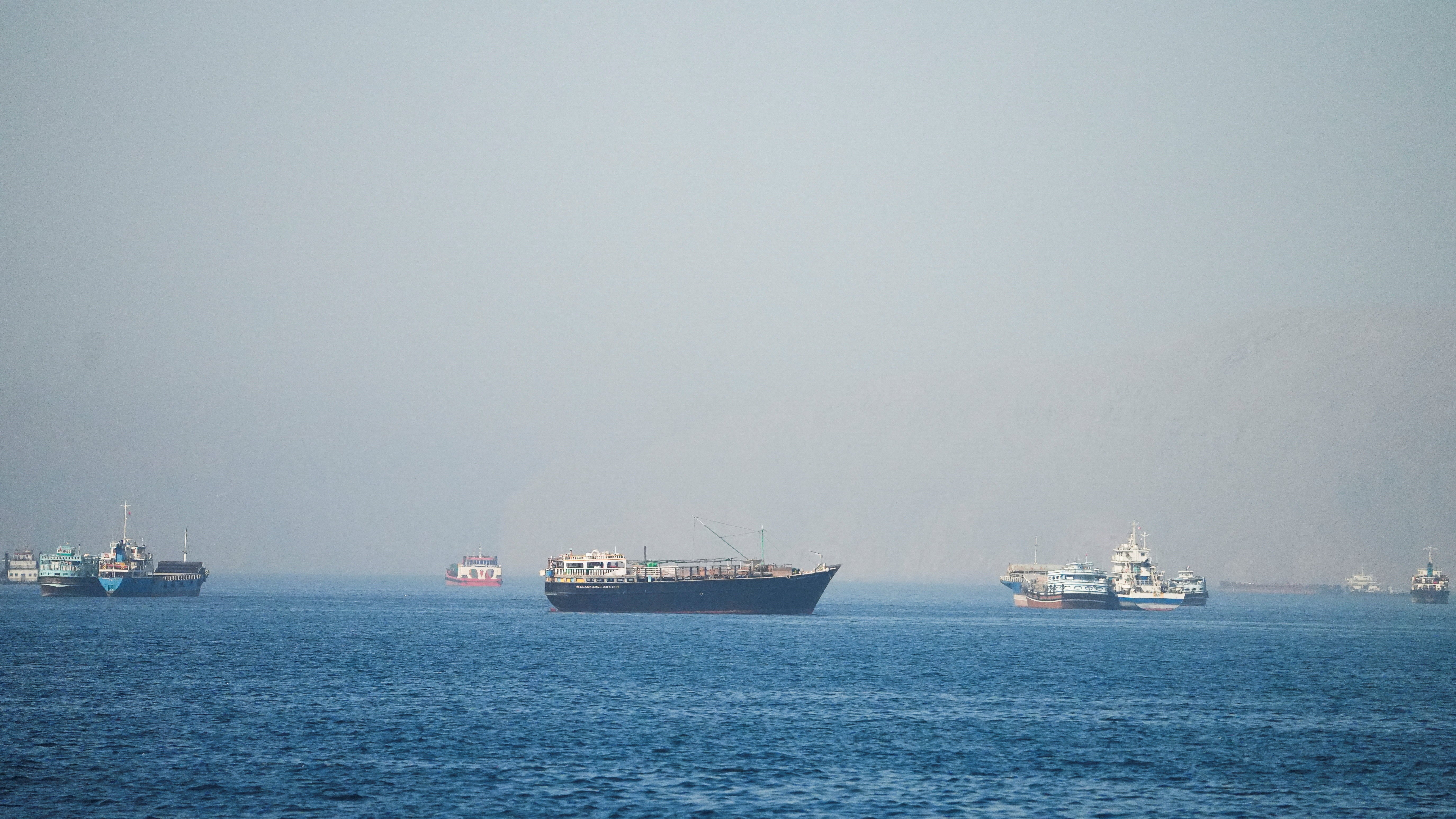 Vessels are seen at the Strait of Hormuz, as seen from Musandam, Oman, 1 June 2026