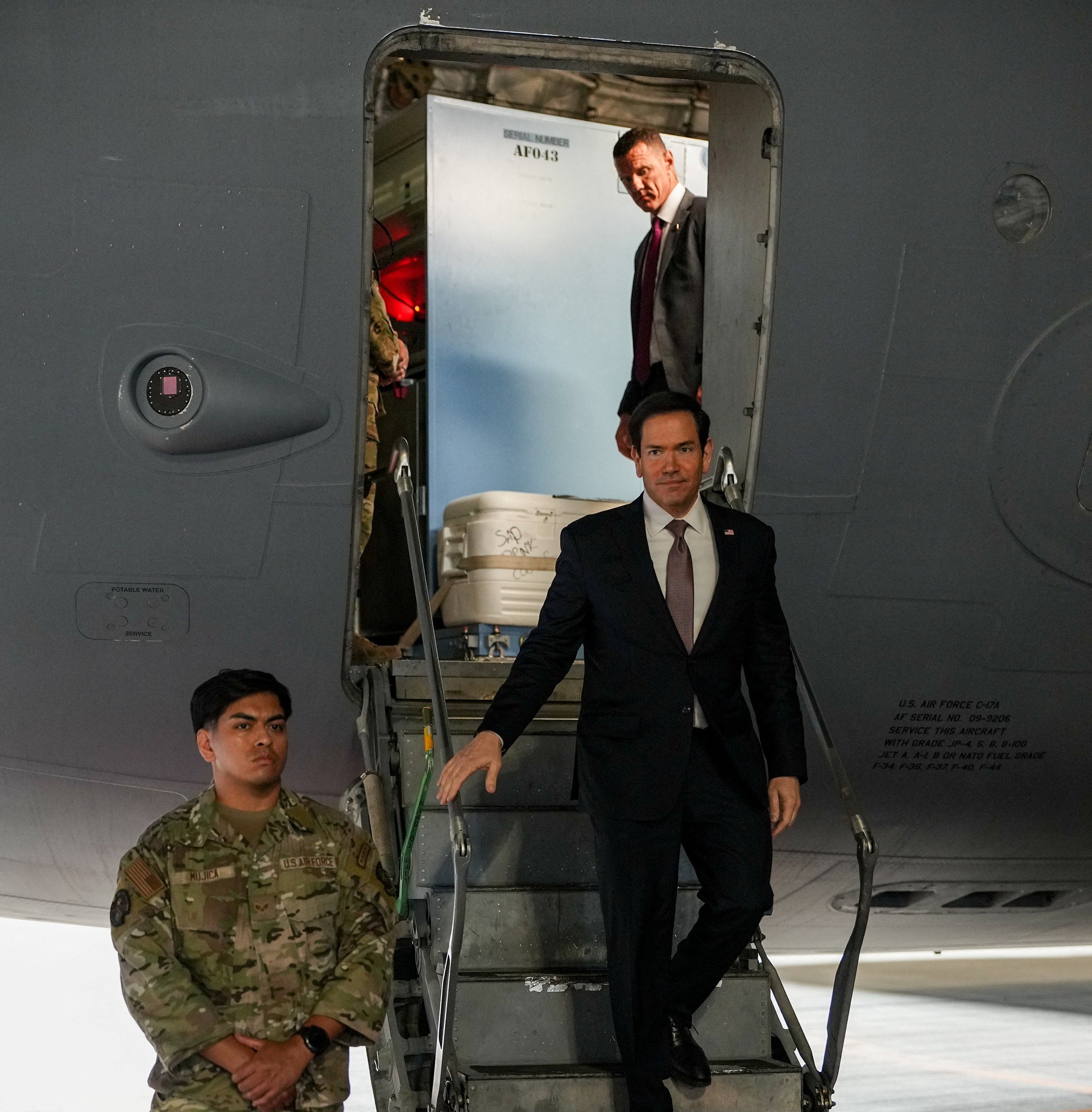 He travelled on a U.S. Air Force C-17 Globemaster III transport aircraft (Reuters)