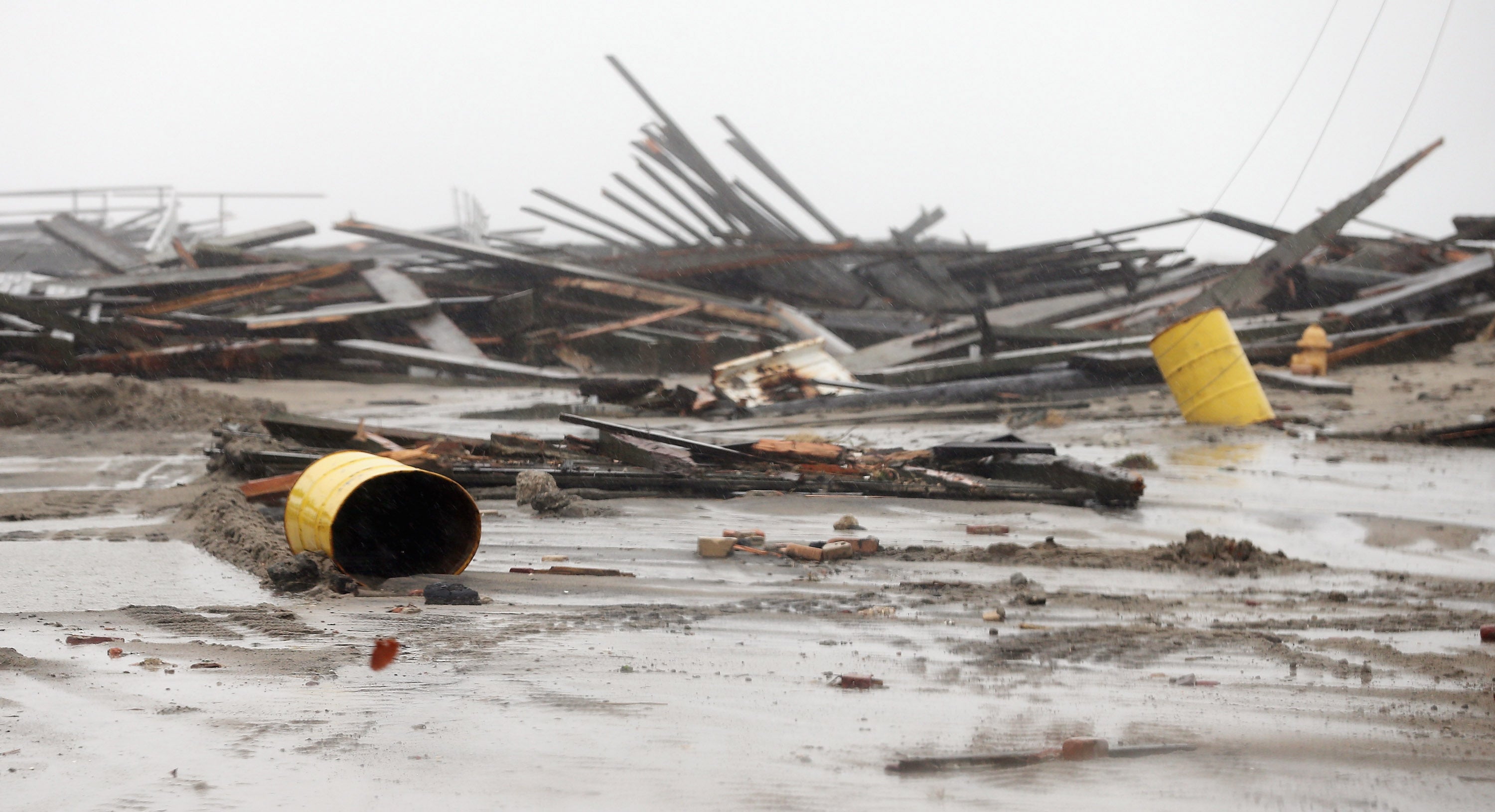Flood debris is scattered after Hurricane Sandy batters Atlantic City, New Jersey, US