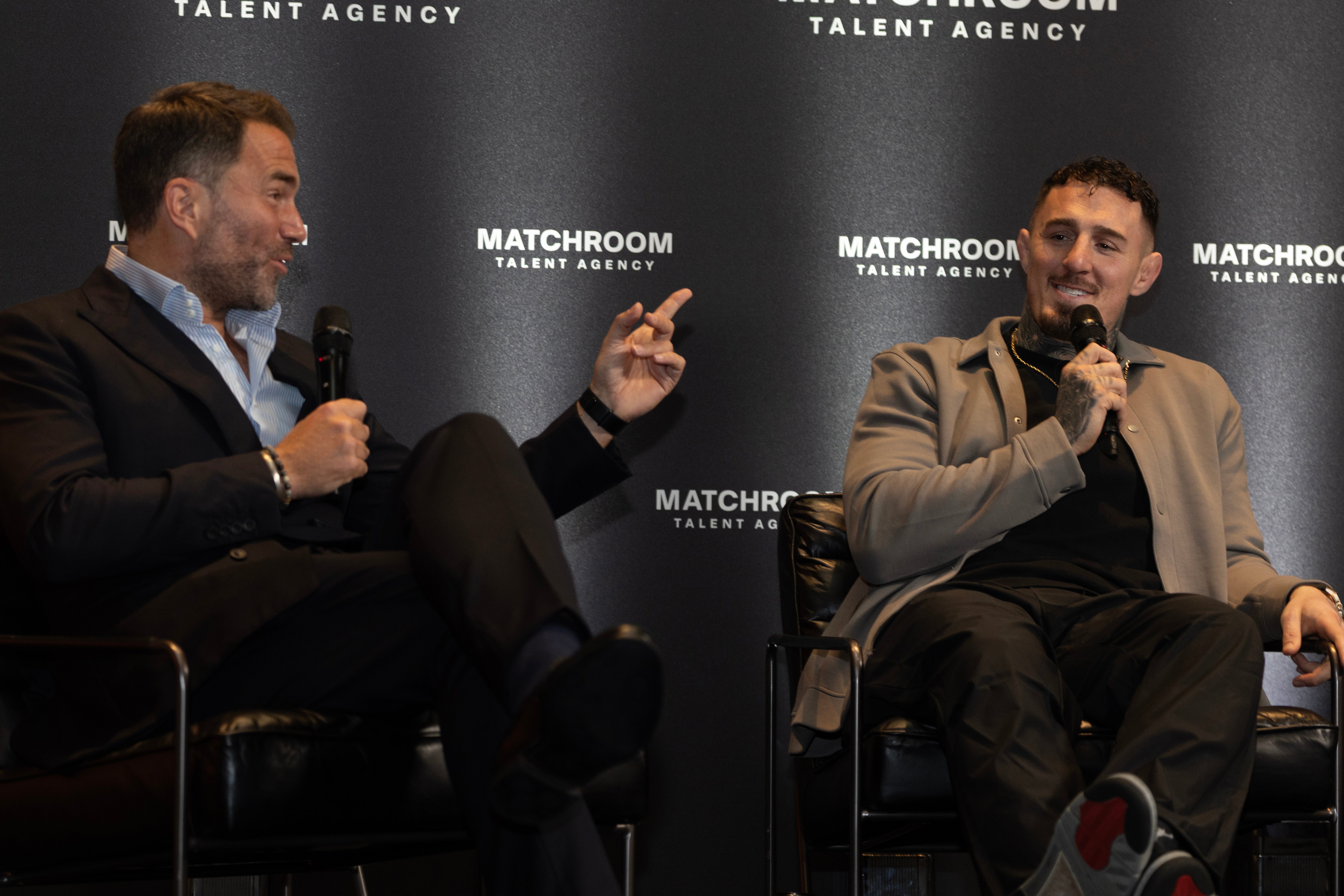 Eddie Hearn (left) with UFC heavyweight champion Tom Aspinall