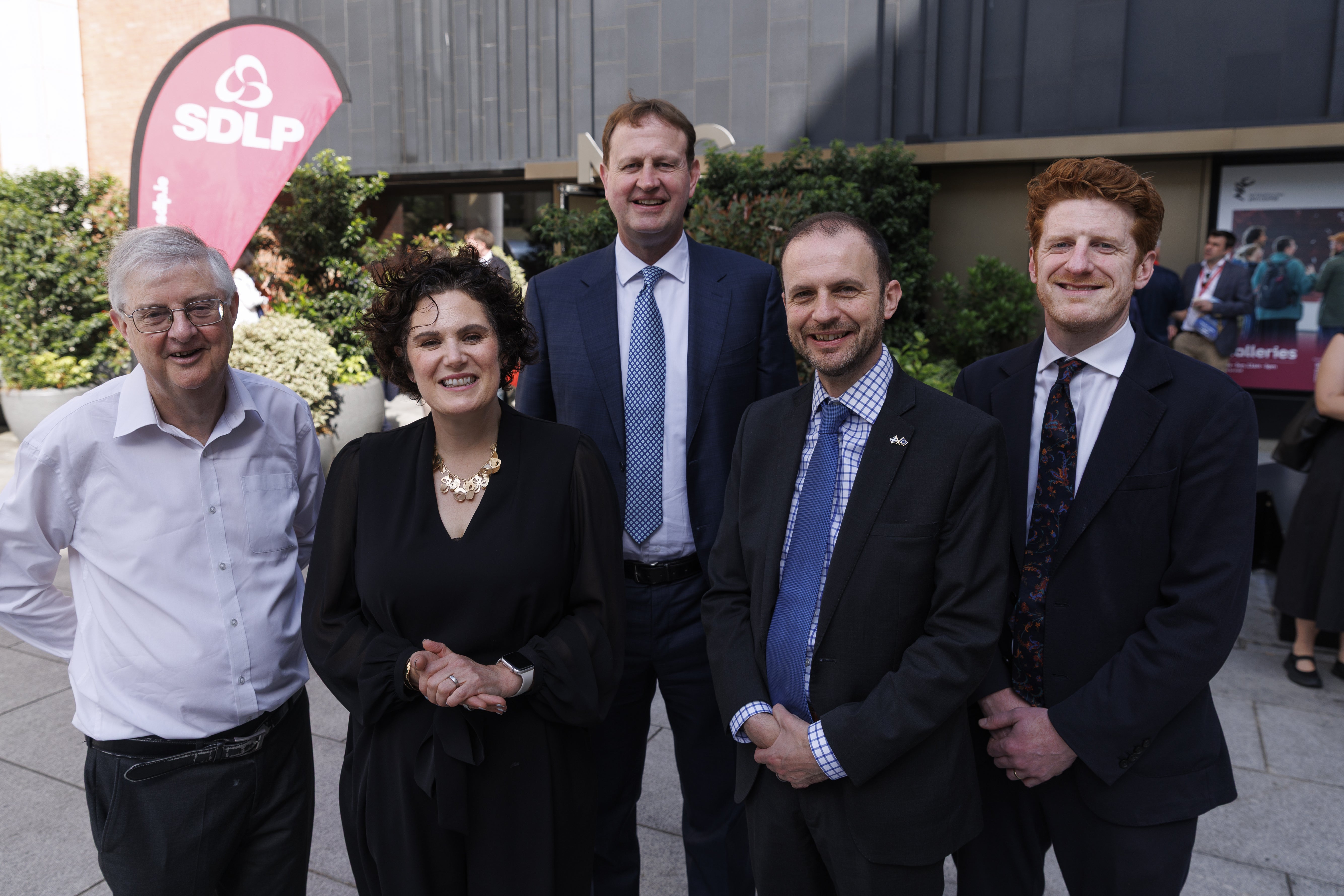 (left to right) Former first minister of Wales Mark Drakeford, SDLP leader Claire Hanna, Irish Justice Minister Jim O’Callaghan, Scottish Government minister Stephen Gethins and Opposition leader at the Stormont Assembly Matthew O’Toole (Liam McBurney/PA) (PA Wire)