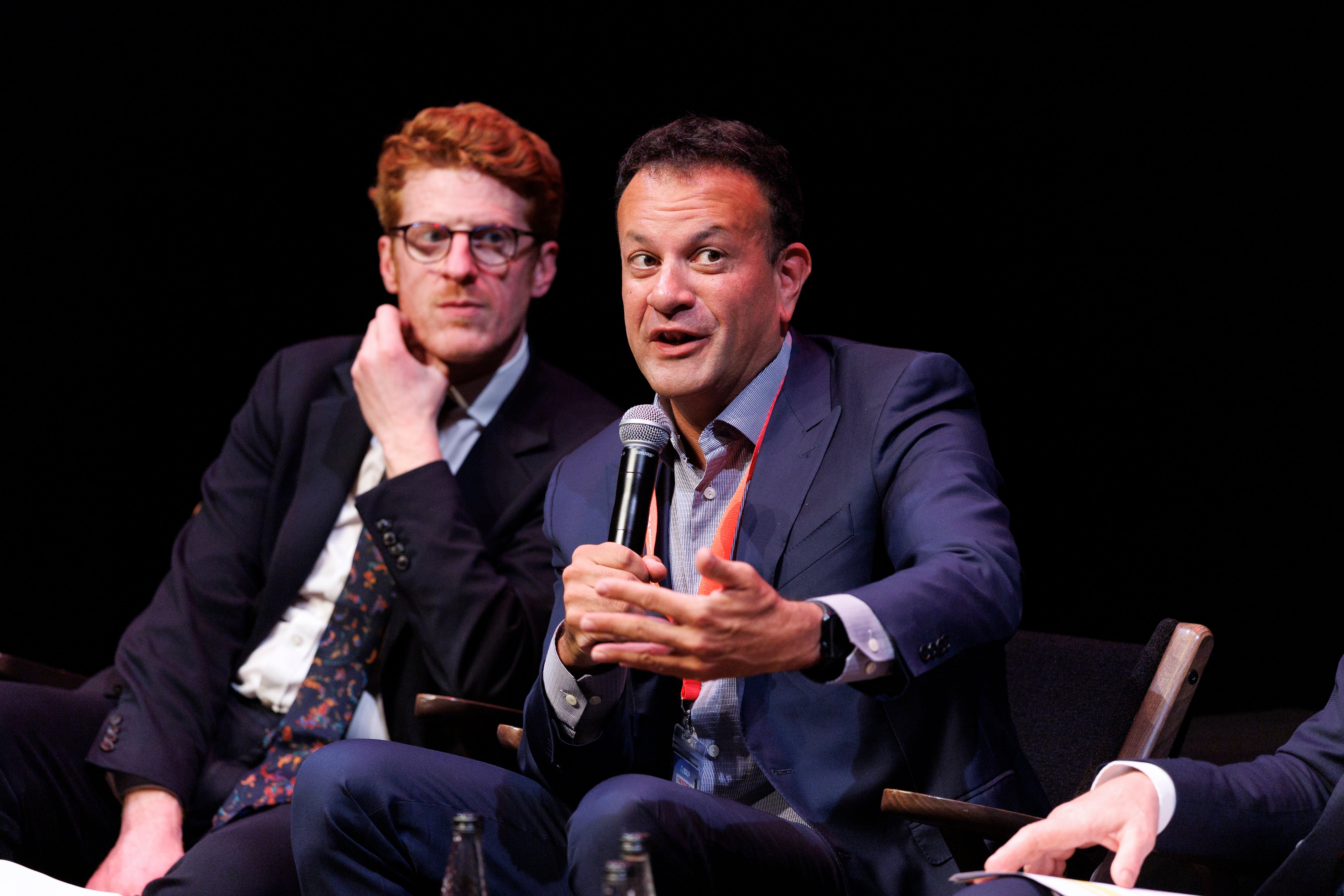 Leader of the Opposition Matthew O'Toole MLA, SDLP, and Leo Varadkar, Former Taoiseach, during a panel discussion titled Britain, Ireland and Global Relations