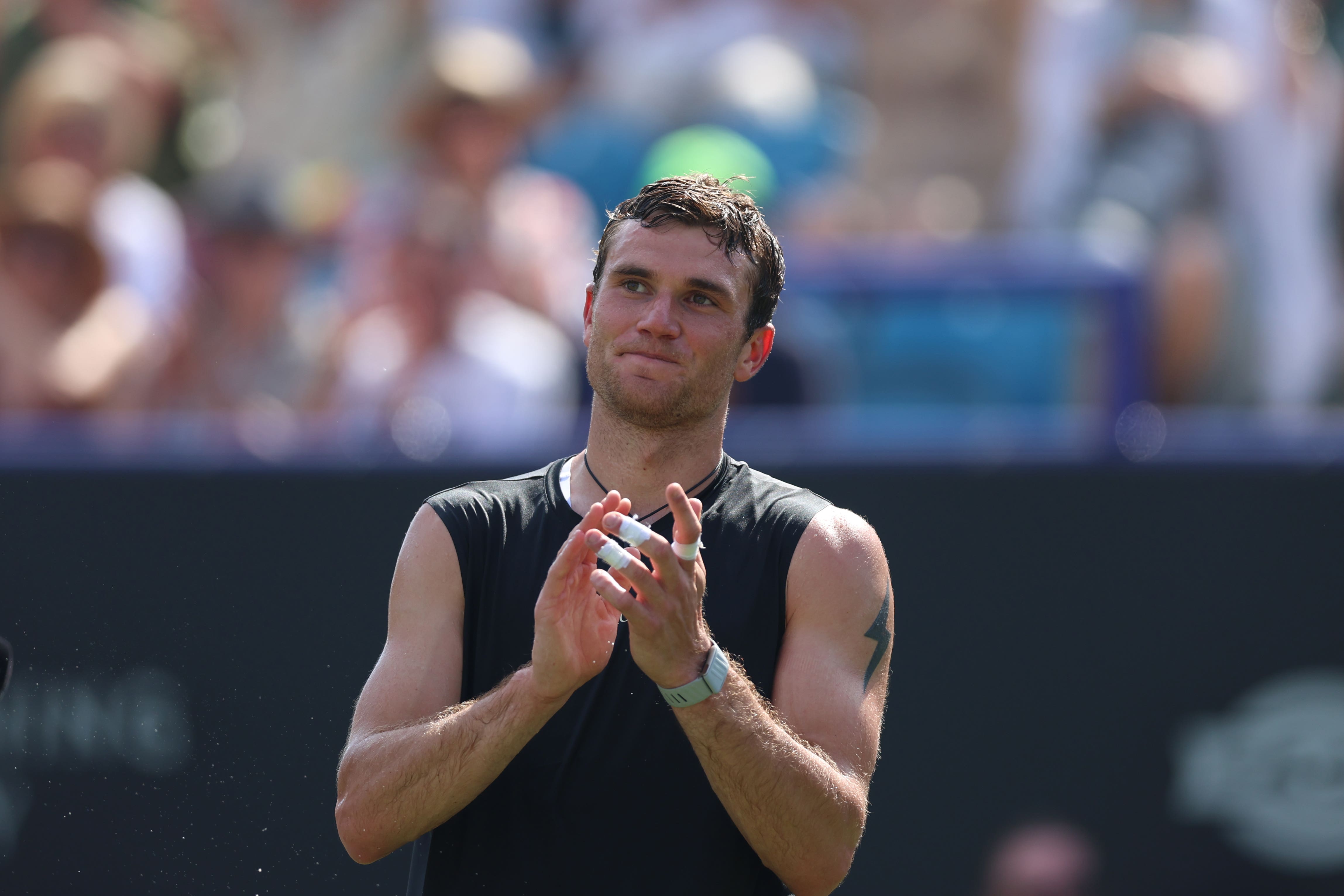 Jack Draper celebrates reaching the Eastbourne semi-finals (Steven Paston/PA)