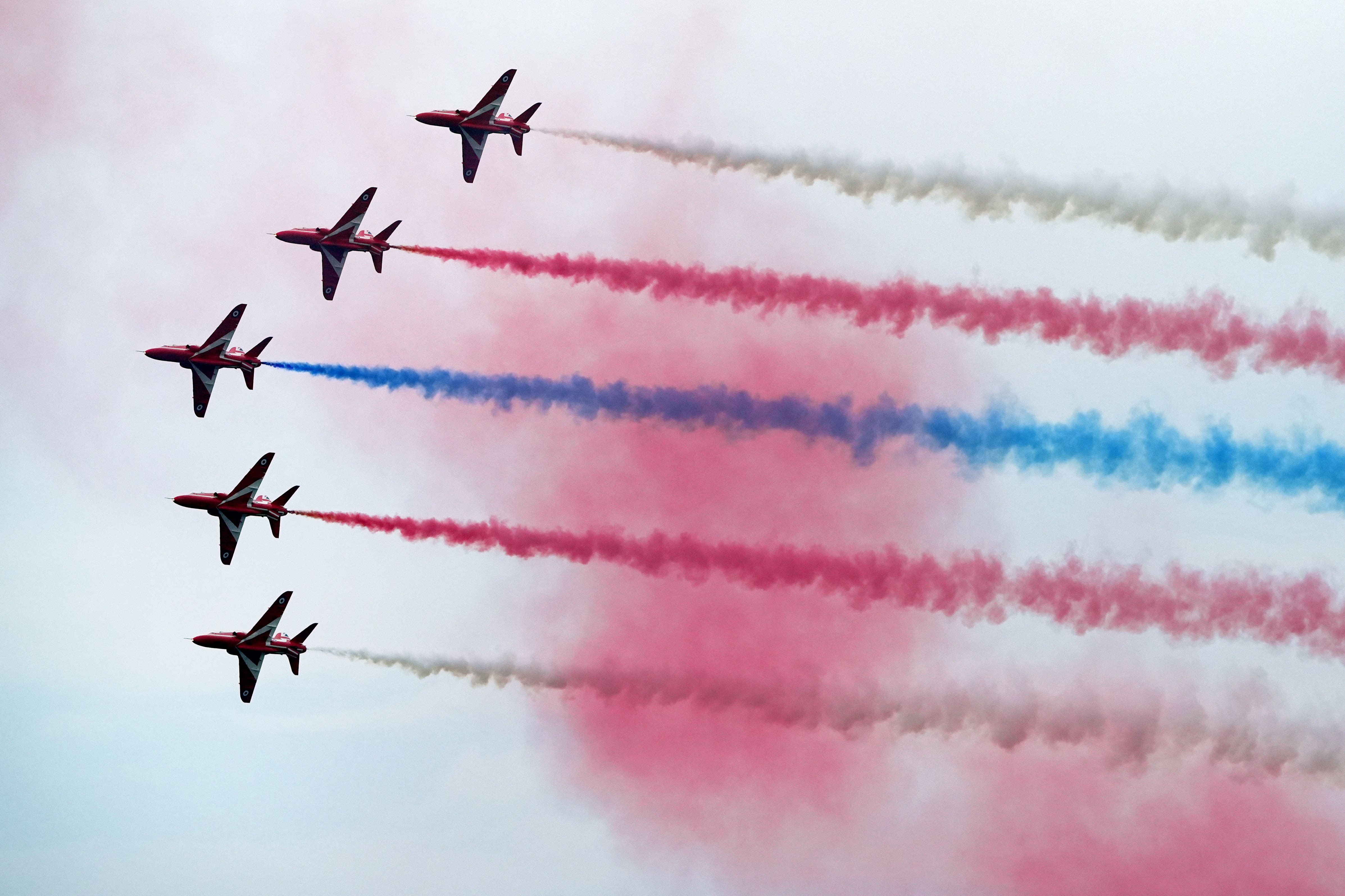 The elite RAF pilots will be showing off their precision formation flying and split-second synchronised stunts (Owen Humphreys/PA)
