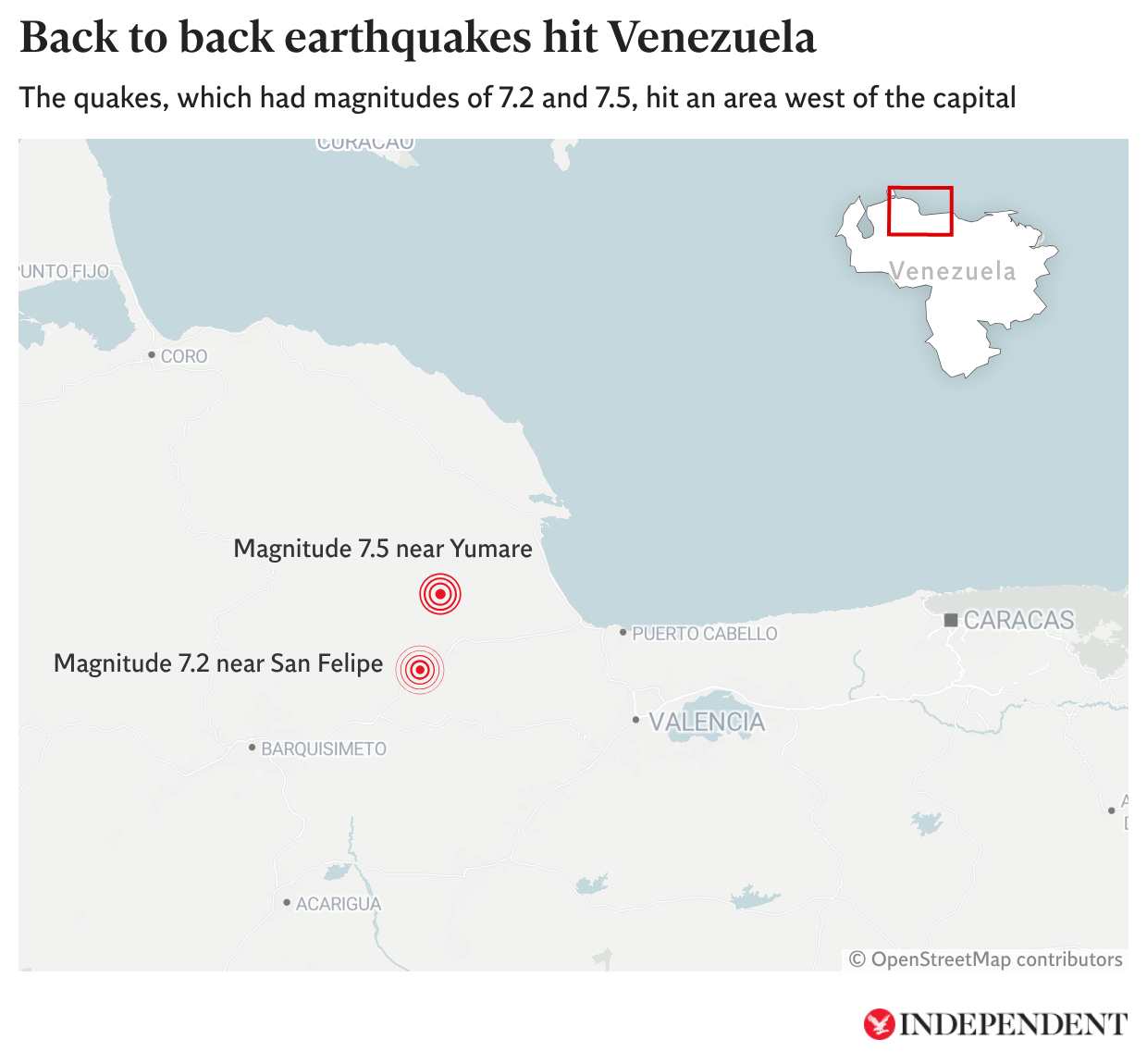 Two back to back earthquakes hit Venezuela