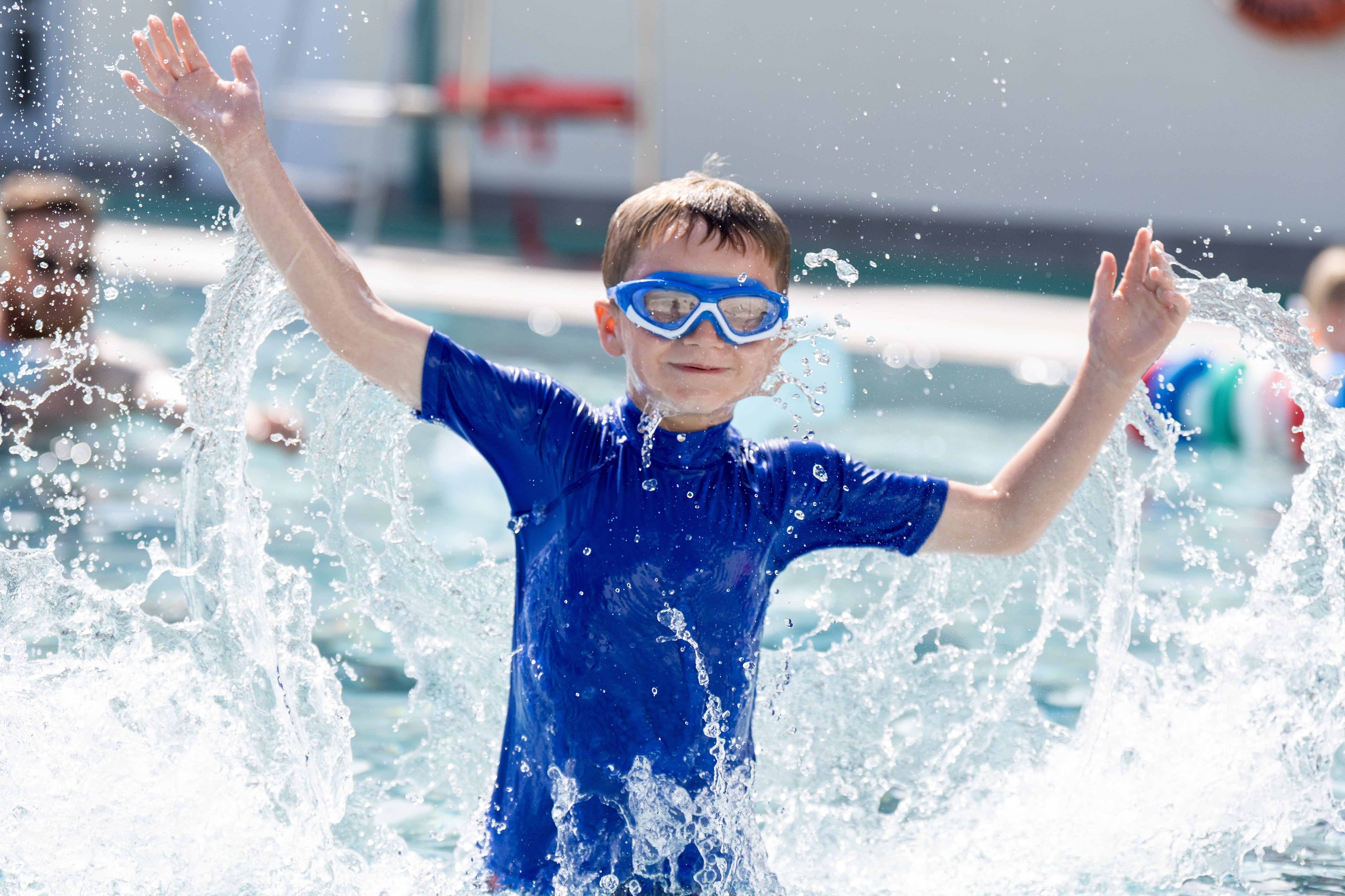 Bruce Ferrol, six, cools off from the hot weather at Cumnock open-air swimming pool in East Ayrshire (PA) (PA Wire)