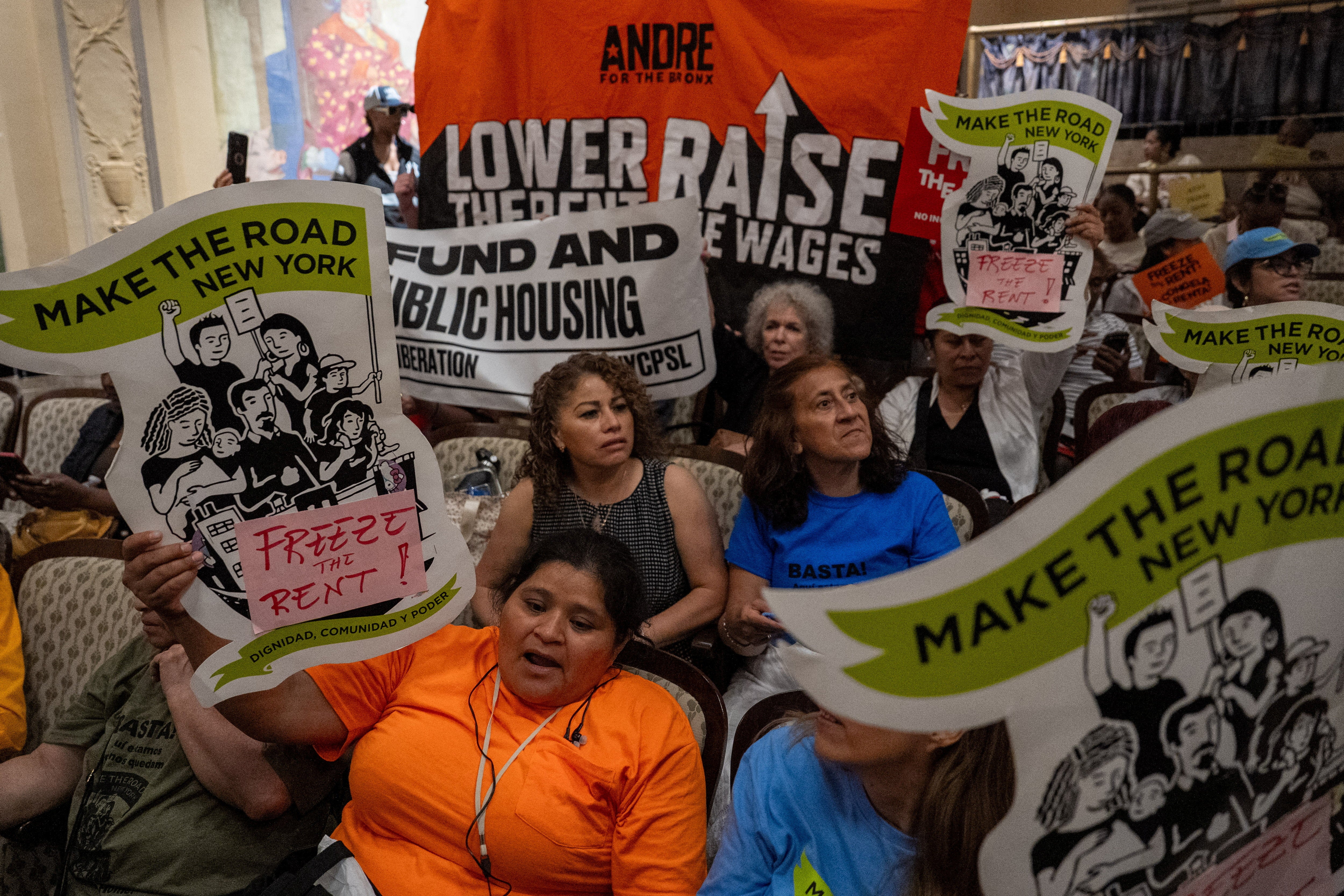 People attend the final public hearing and vote on New York City's Rent Guidelines Board on rent-stabilized apartments earlier this week (Reuters)