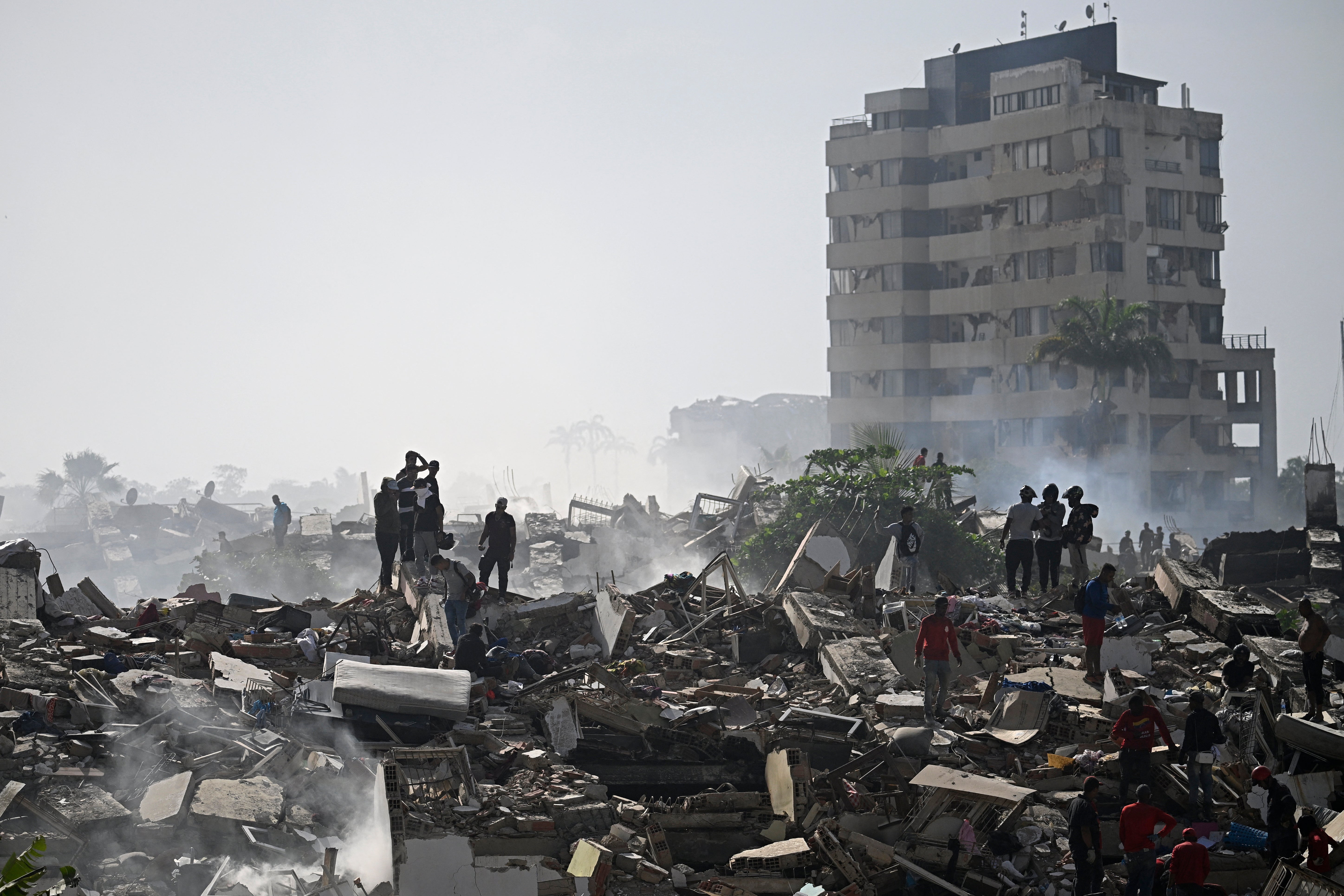 More than 40,000 people remain missing after Wednesday’s devastating quakes as emergency workers battle to rescue them from the rubble (AFP/Getty)