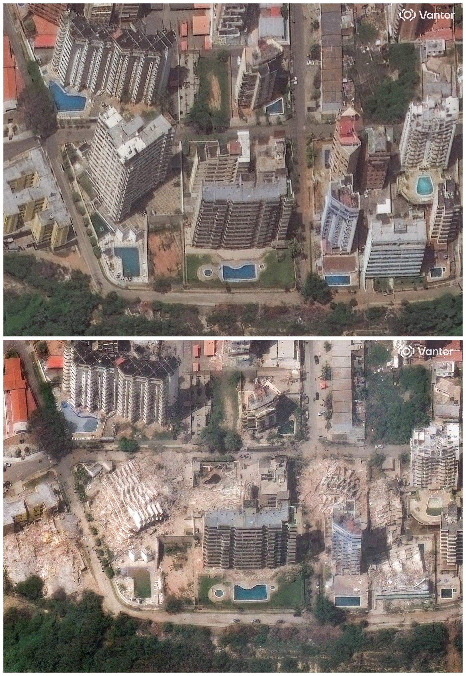 Satellite imagery shows La Guaira before and after earthquakes (Vantour)