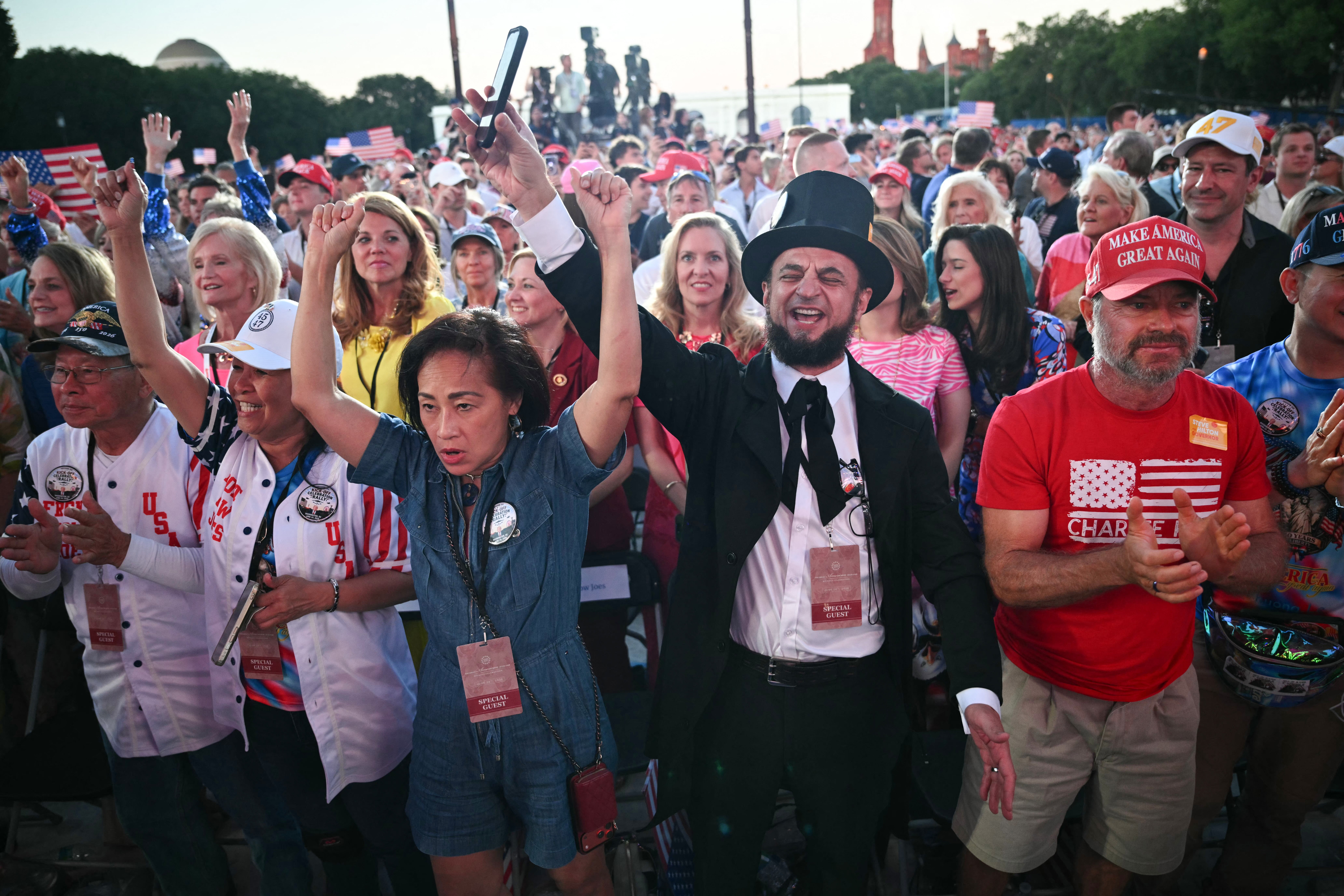 Trump supporters gathered on the National Mall in Washington, D.C., Wednesday to hear the president’s address