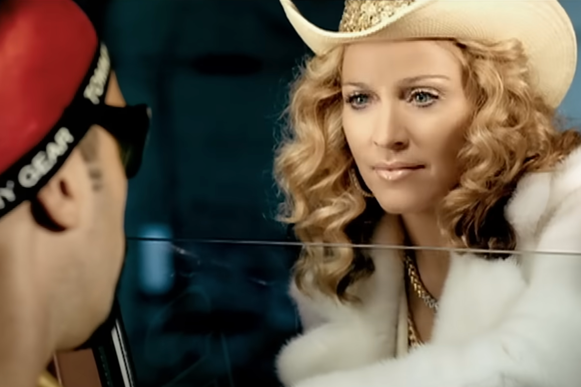 Madonna in her video for ‘Music’ (Warner Bros)