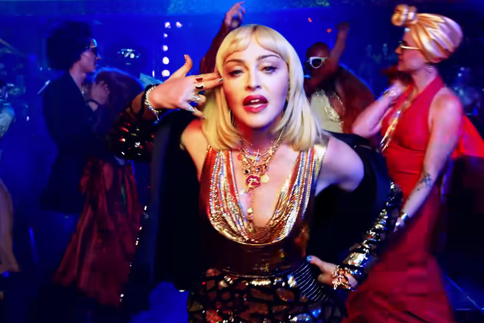 Madonna in her video for ‘God Control’ (Interscope)