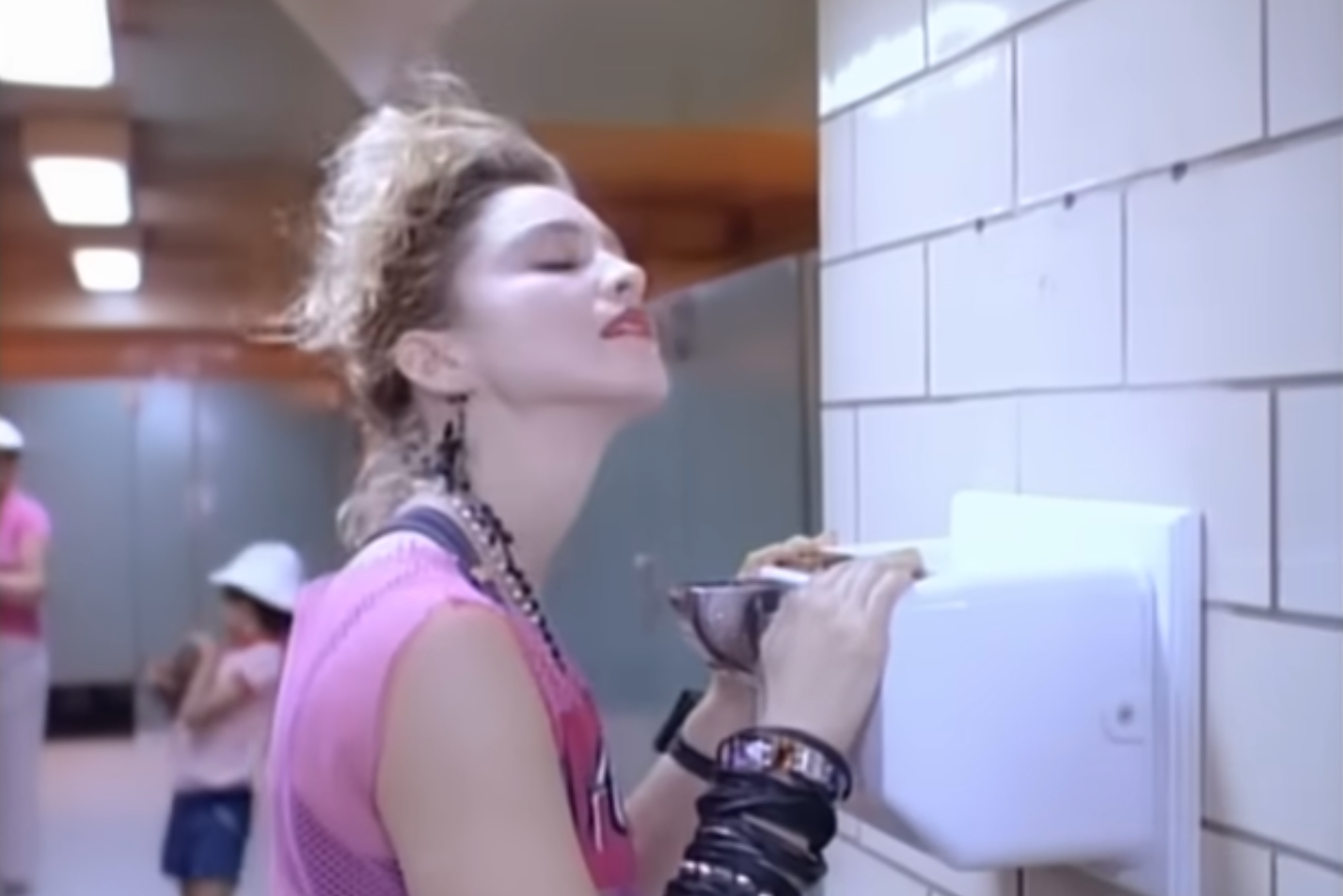 Madonna in her video for ‘Into the Groove’ (Warner Bros)