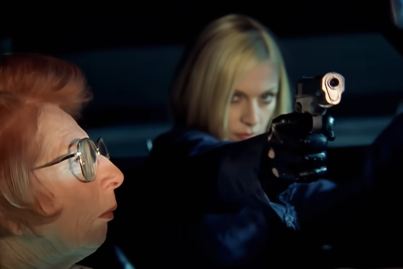 Madonna in her video for ‘What It Feels Like for a Girl’ (Warner Bros)