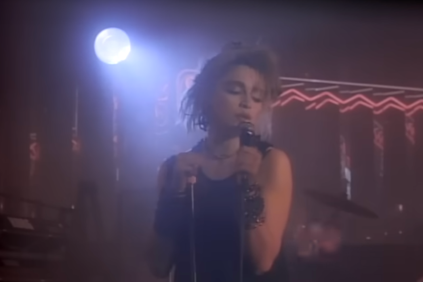 Madonna in her video for ‘Crazy for You’ (Warner Bros)