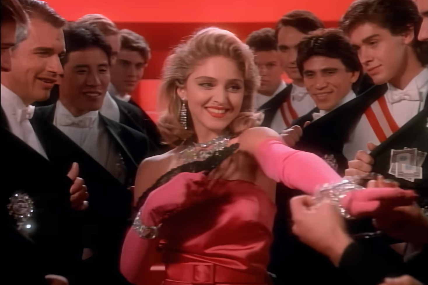 Madonna in her video for ‘Material Girl’ (Warner Bros)