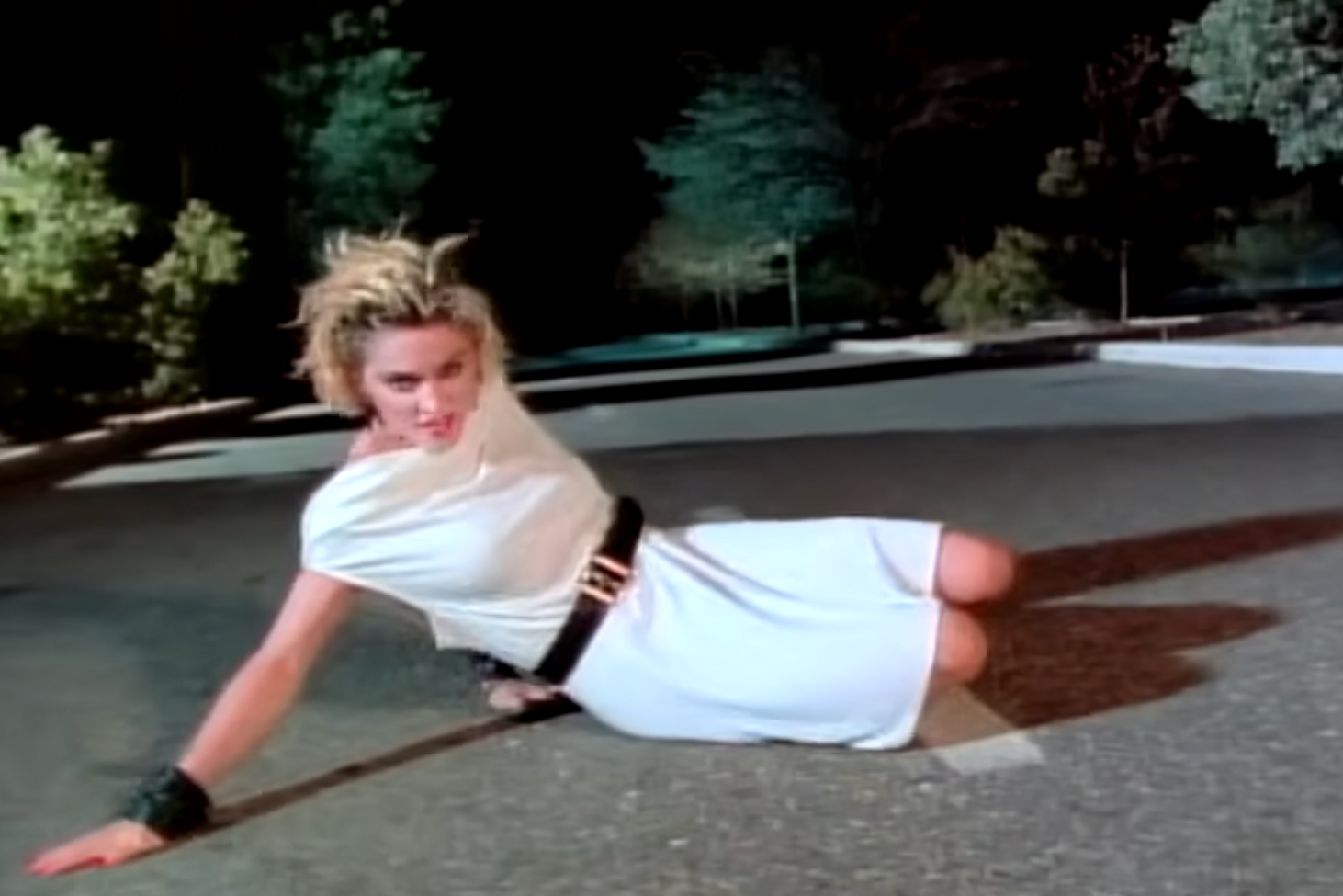 Madonna in her video for ‘Burning Up’ (Warner Bros)