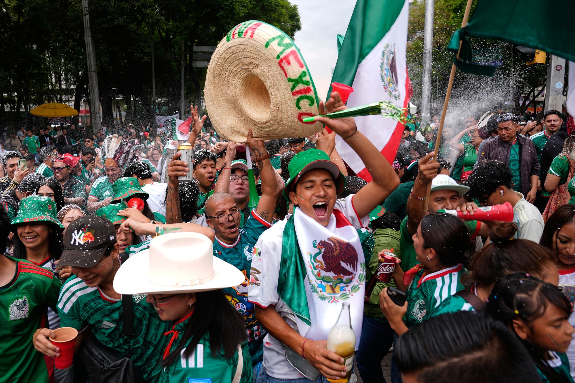 Much of Mexico has been celebrating the World Cup with joyful outdoor gatherings in the country's three host cities — Mexico City, Guadalajara and Monterrey
