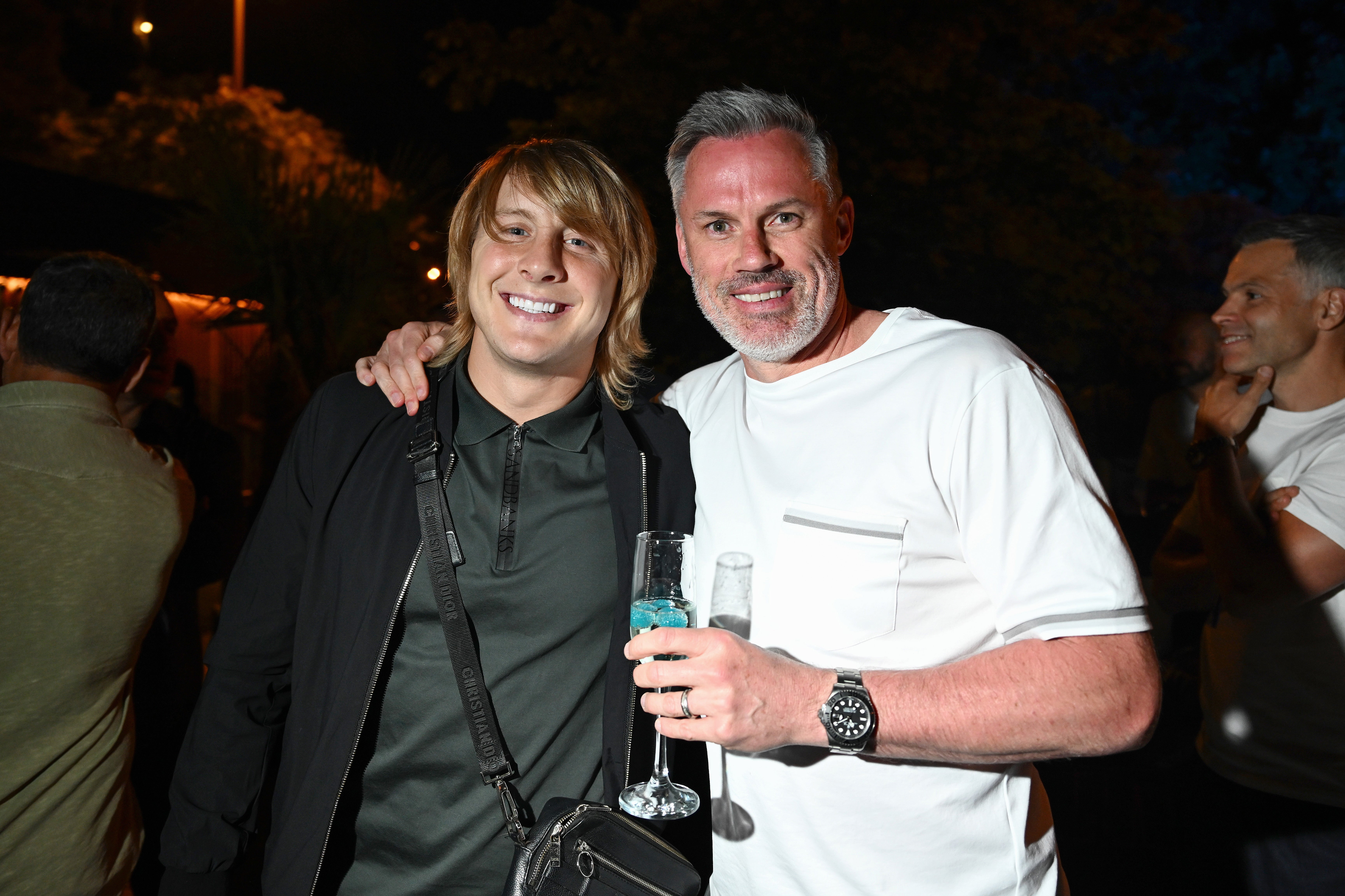 Paddy Pimblett alongside Jamie Carragher after the Champions League final in Budapest (Getty)