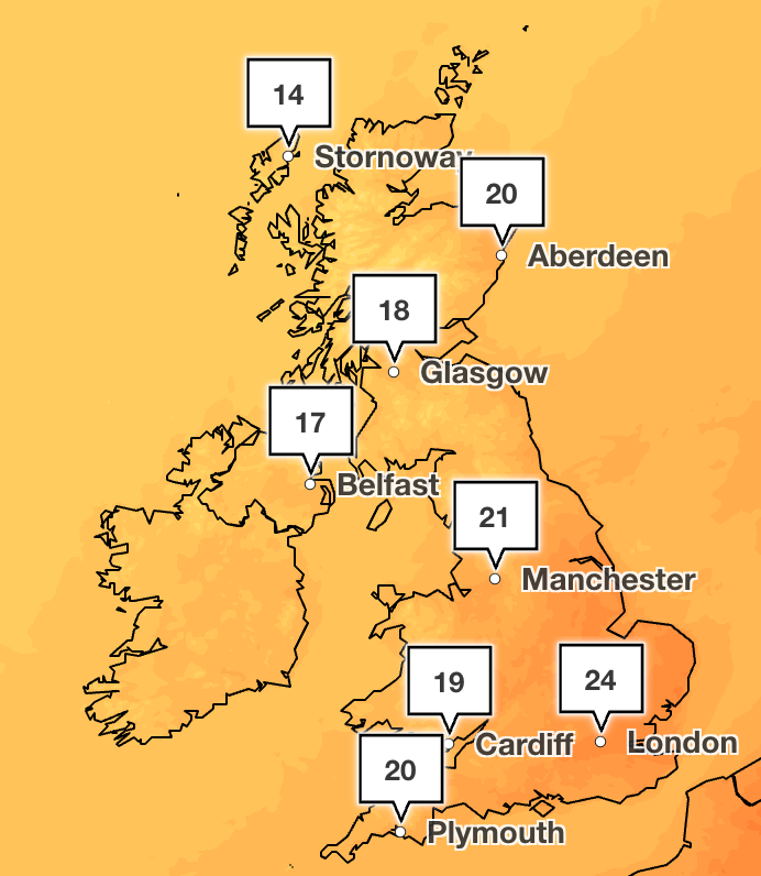 Temperatures on Sunday will feel more normal for this time of year