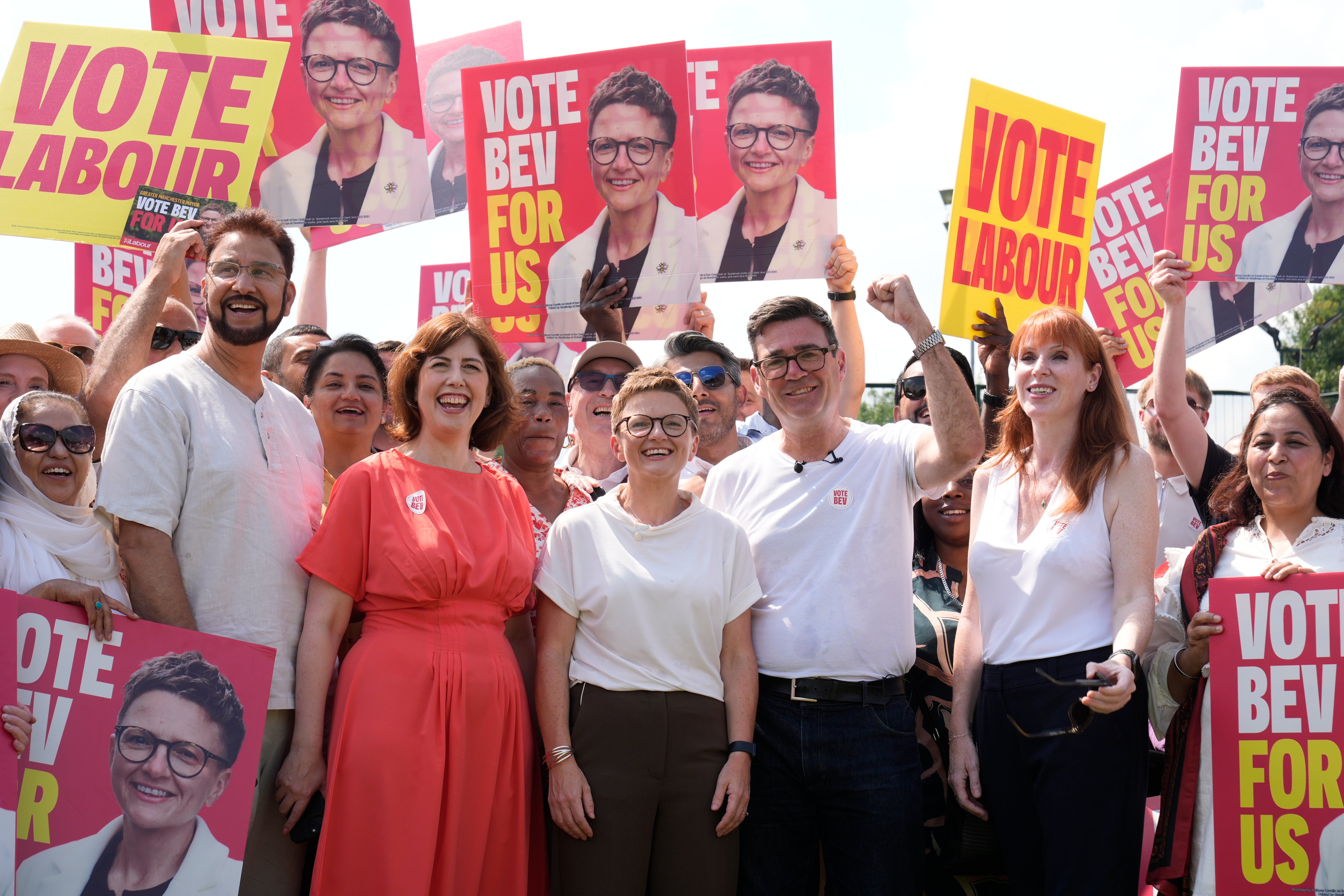 Lucy Powell, Andy Burnham and Angela Rayner at Bev Craig’s campaign launch last month