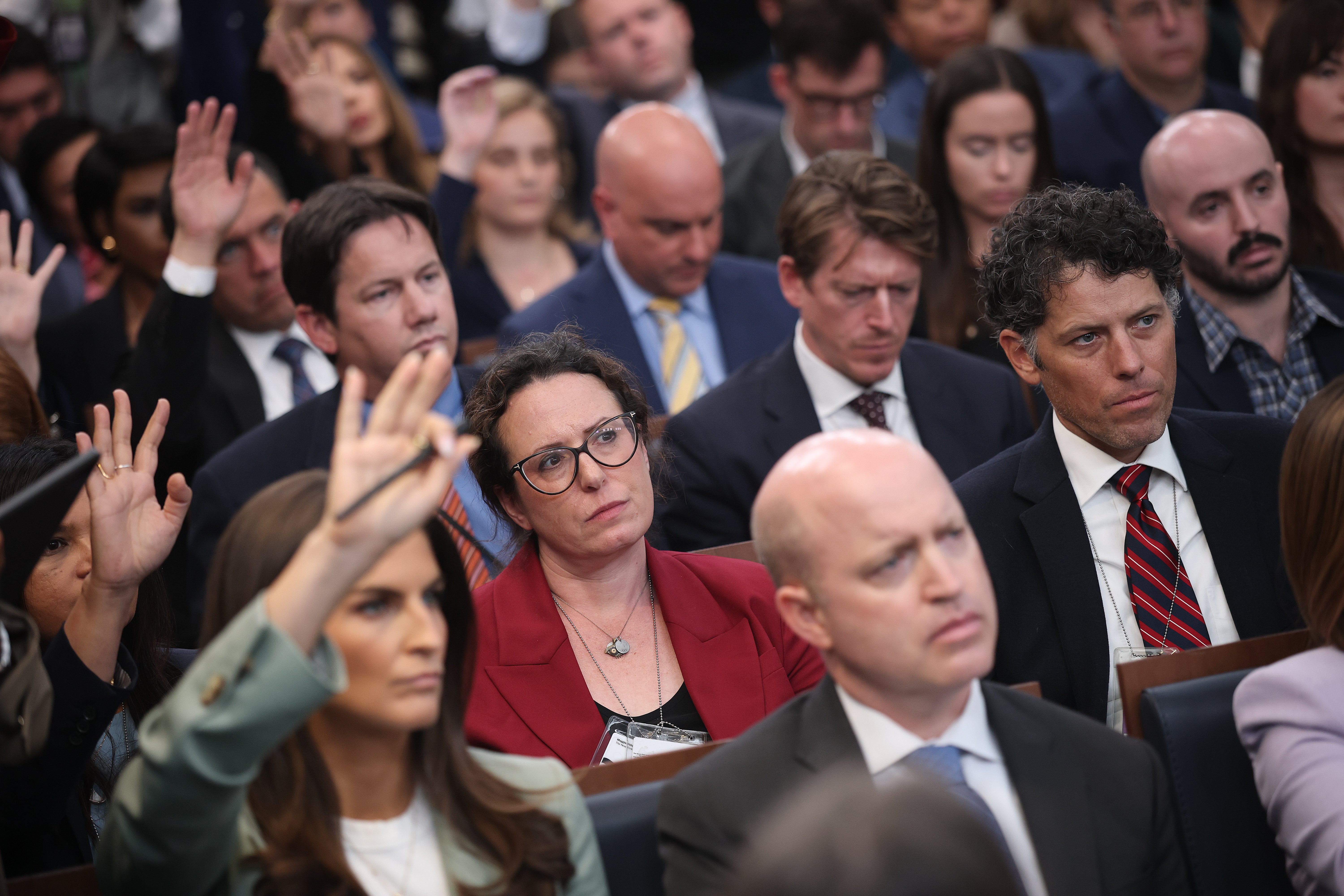 Maggie Haberman (pictured in red) said Musk’s impact on the Trump administration created widespread destabilization that has outlasted Musk’s time as a special government employee (Getty)