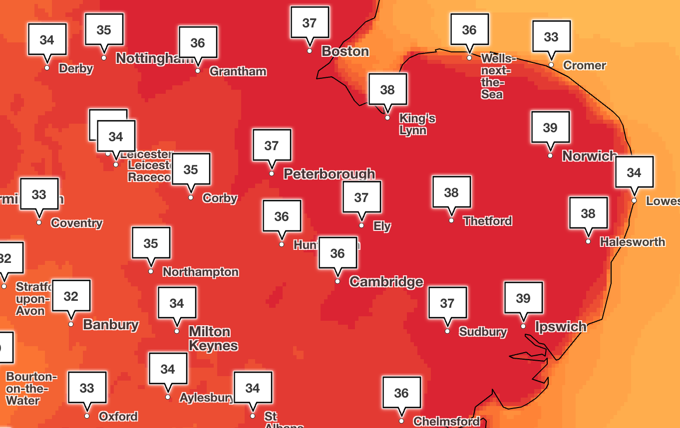 Temperatures are expected to hit 40C this afternooon