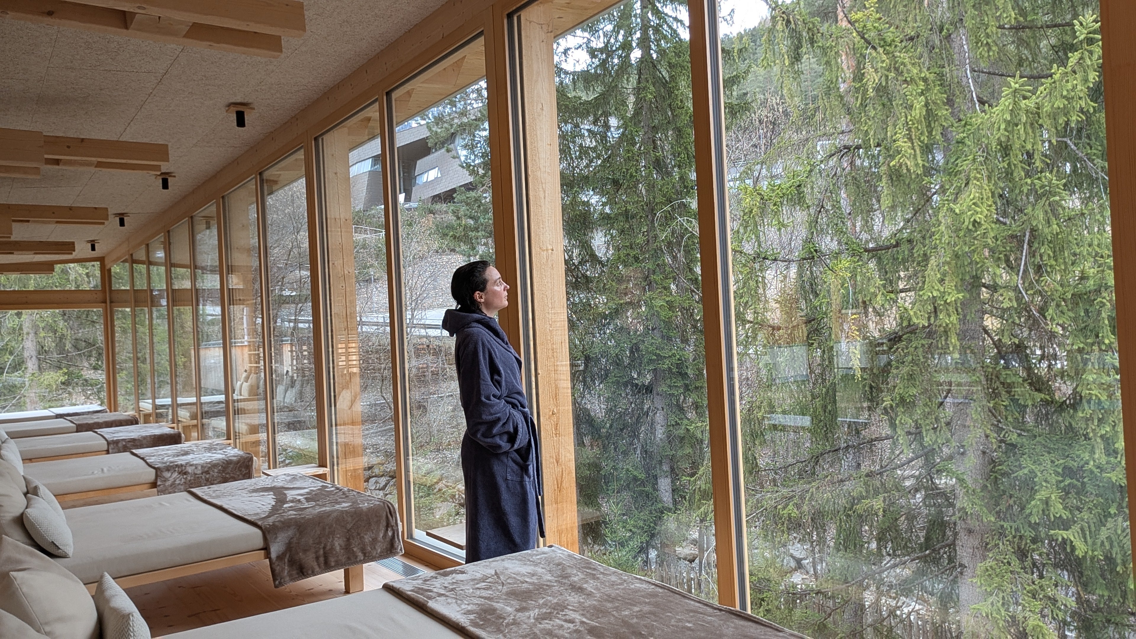A calming view from the relaxation room at Sensoria between Aufguss sessions