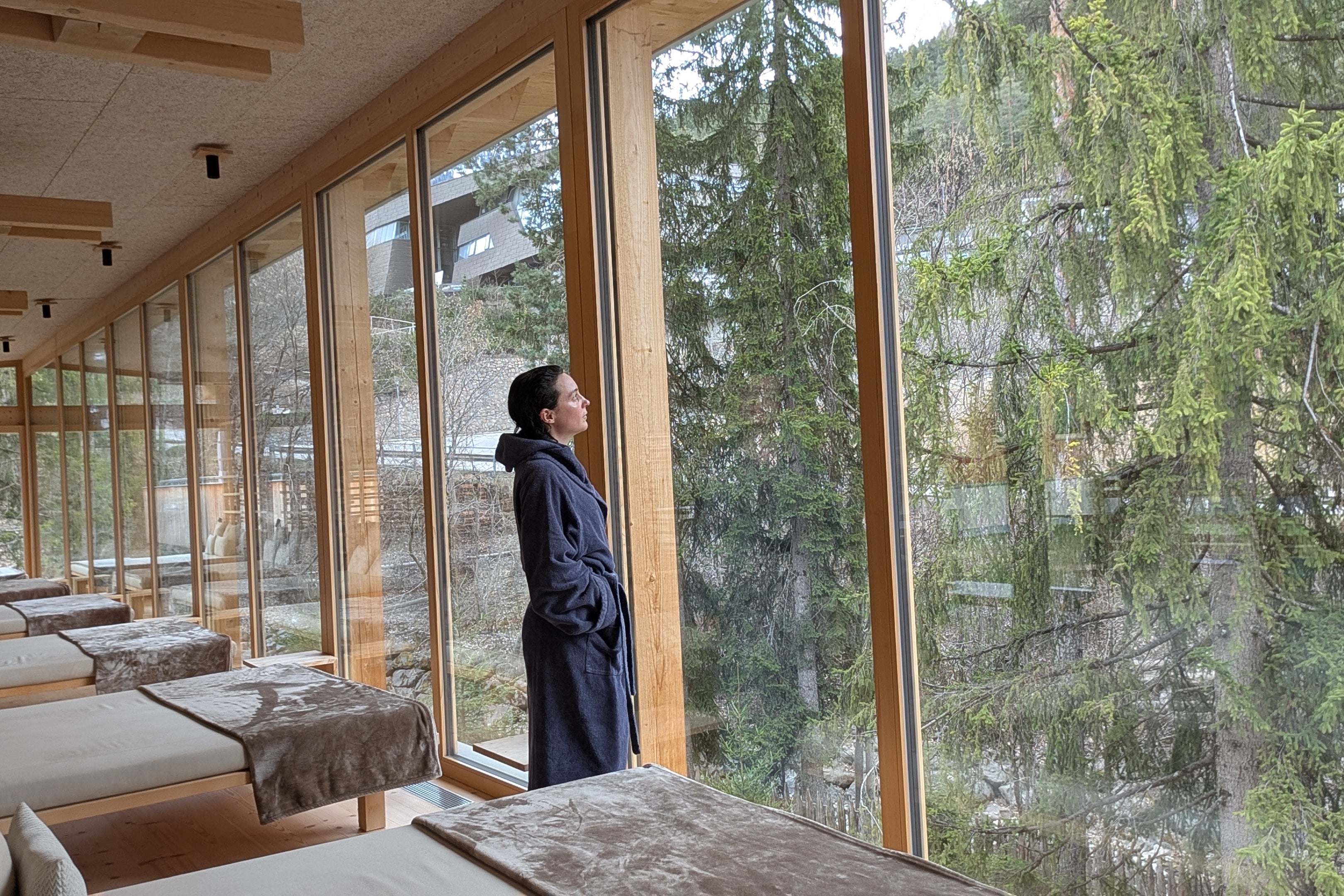 A calming view from the relaxation room at Sensoria between Aufguss sessions (Julia Clarke)